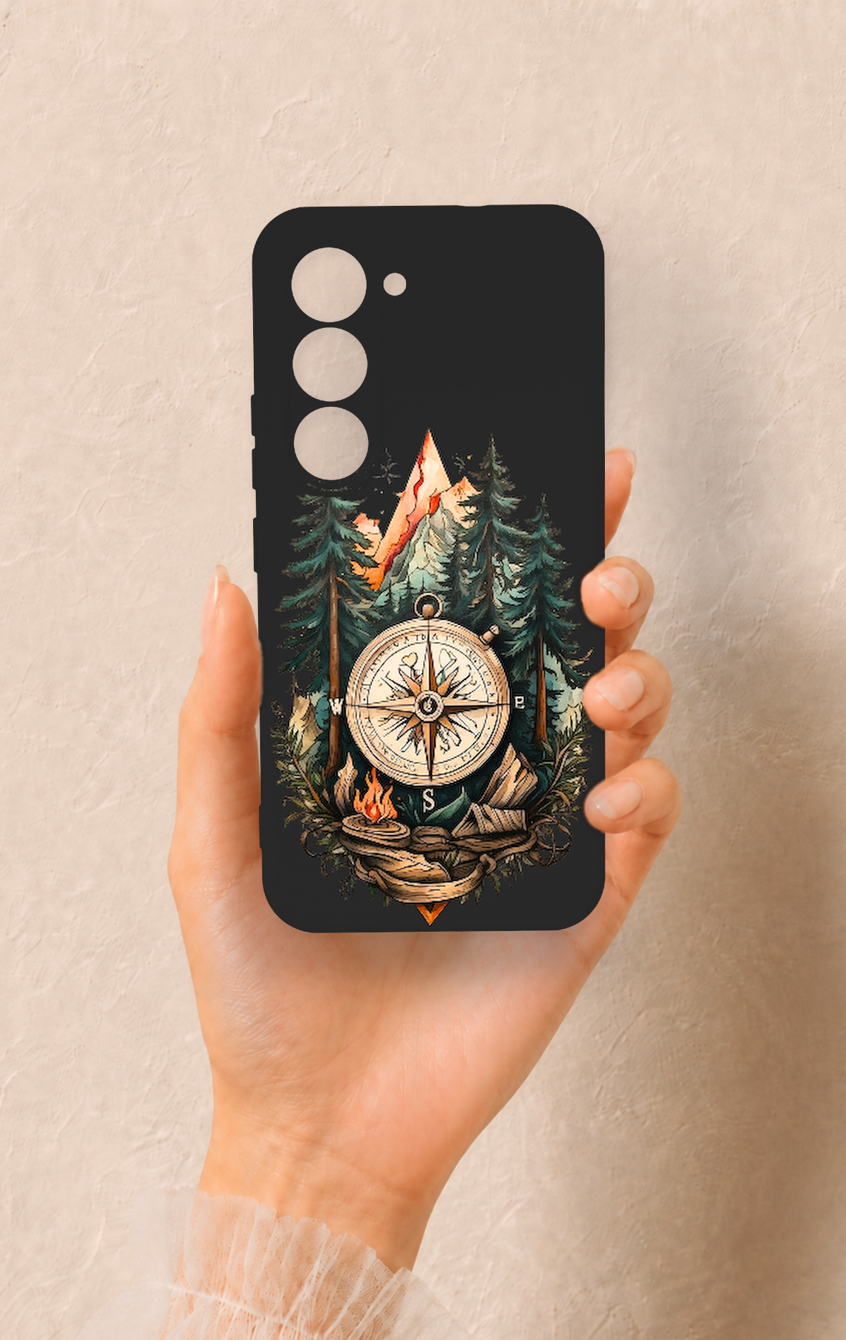 Tecno Spark 40 Pro Uyumlu Pusula Orman Desenli Silikon Kılıf