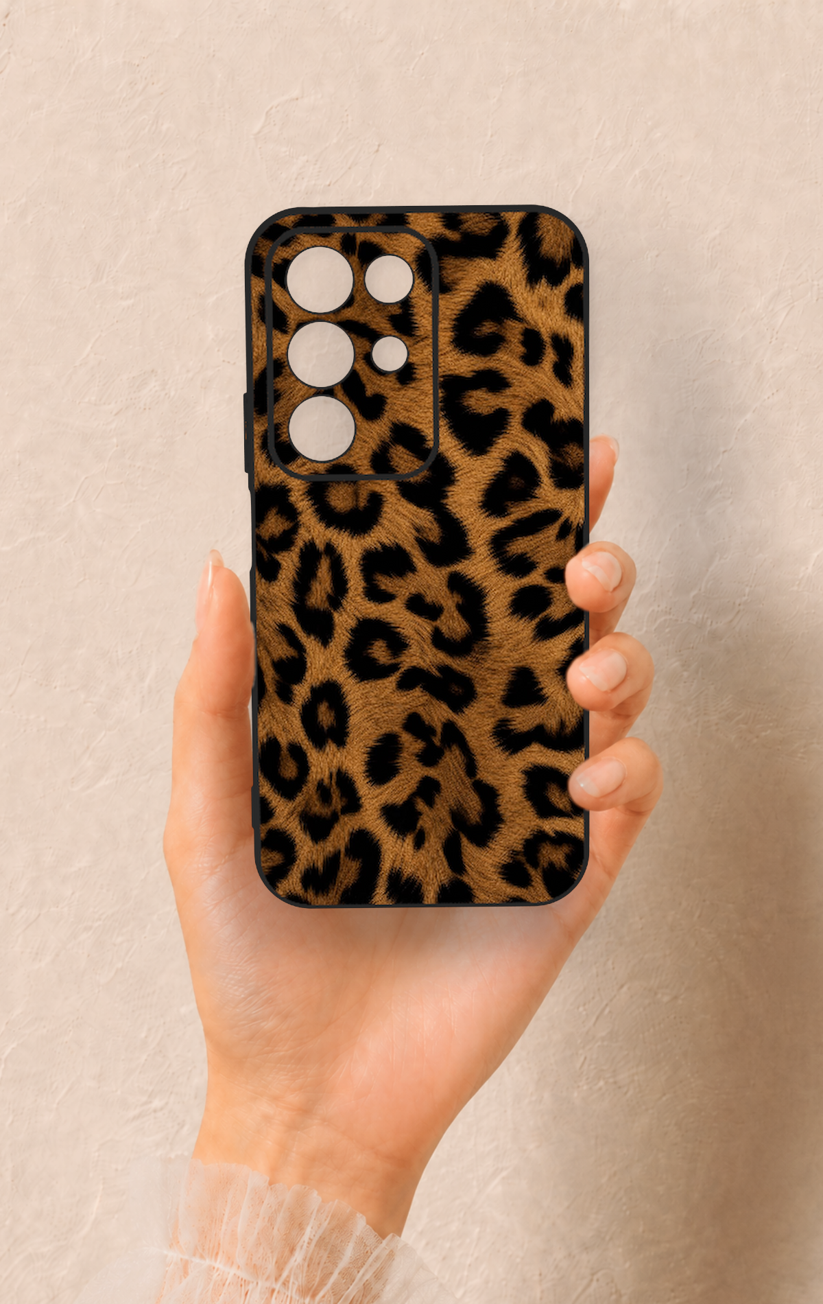 Realme C85 5G Uyumlu Koyu Leopar Deri Desenli Silikon Kılıf