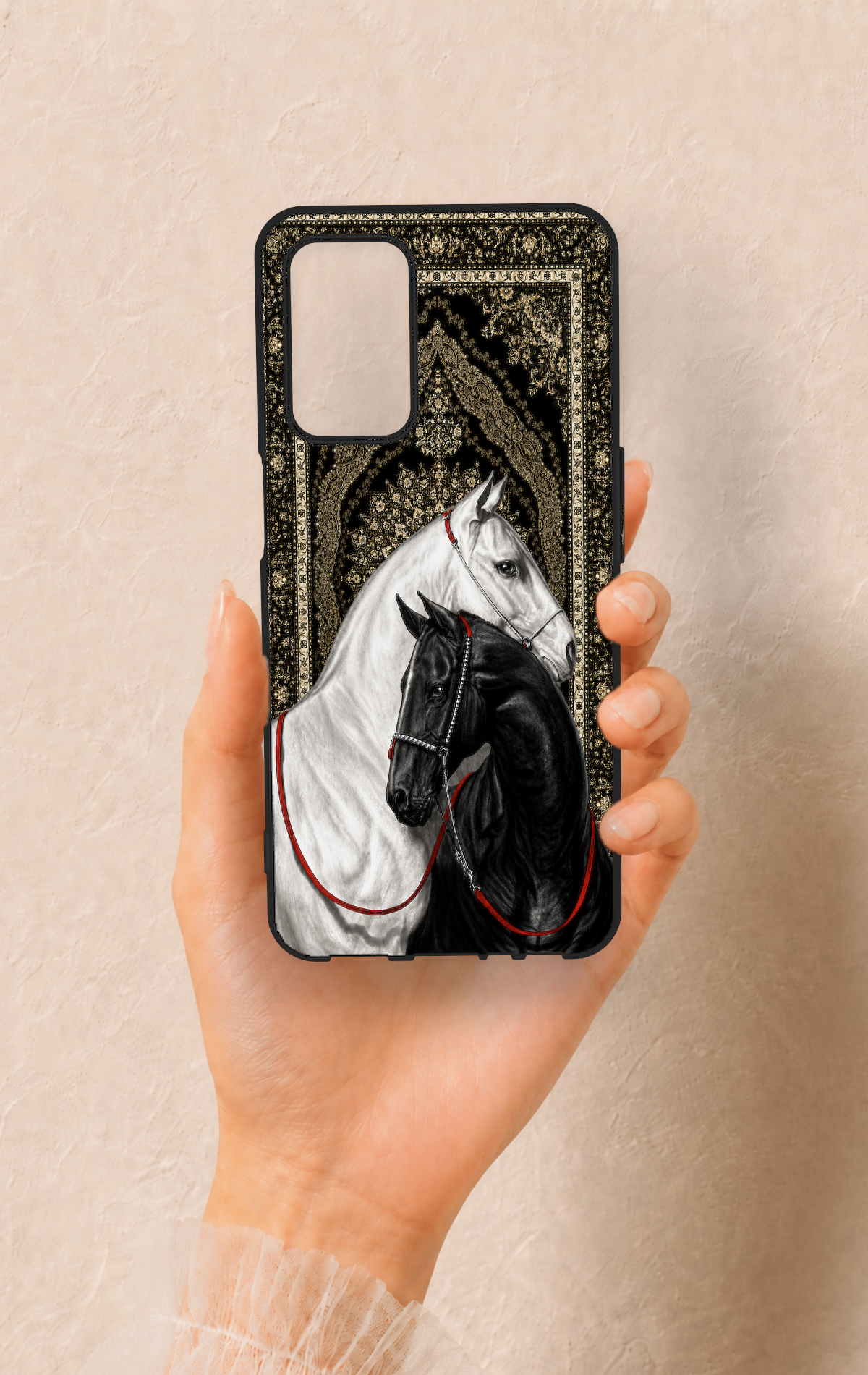 Oppo A55 Uyumlu Asil Sevgili Atlar Desenli Silikon Kılıf