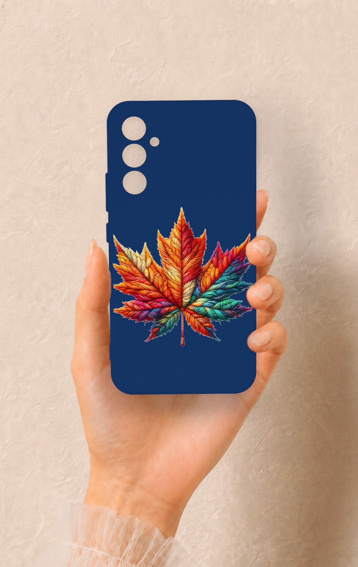 Samsung A34 Uyumlu Renkli Yaprak Desenli Silikon Kılıf