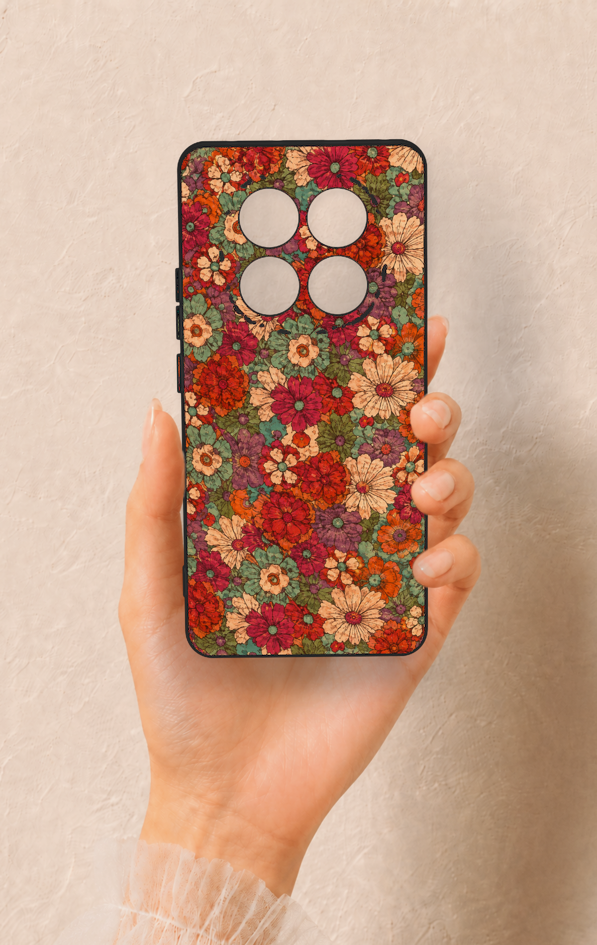 Redmi Note 14 Pro 5G Uyumlu Pastel Çiçek Bahçesi Desenli Silikon Kılıf