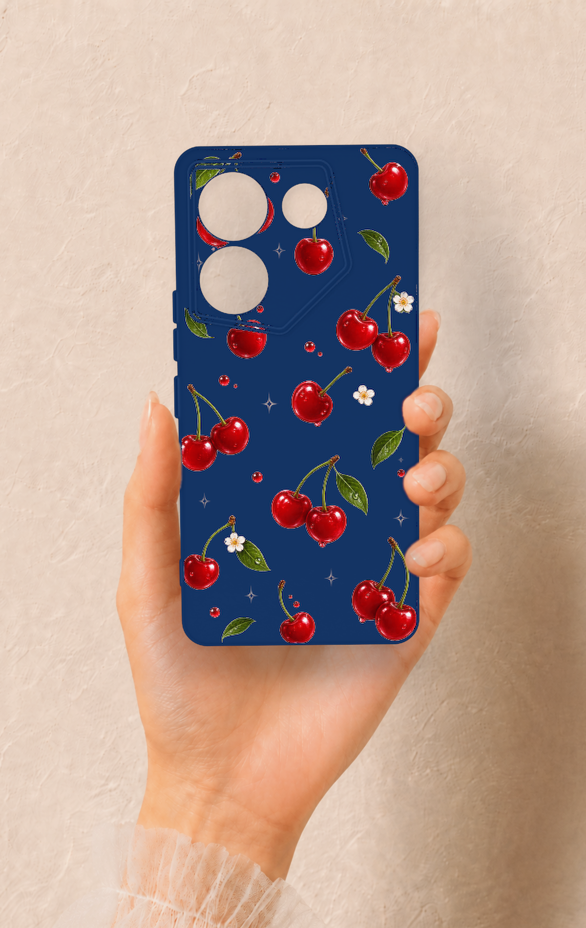 Tecno Caman 20 Pro 5G Uyumlu Kiraz Papatya Desenli Silikon Kılıf