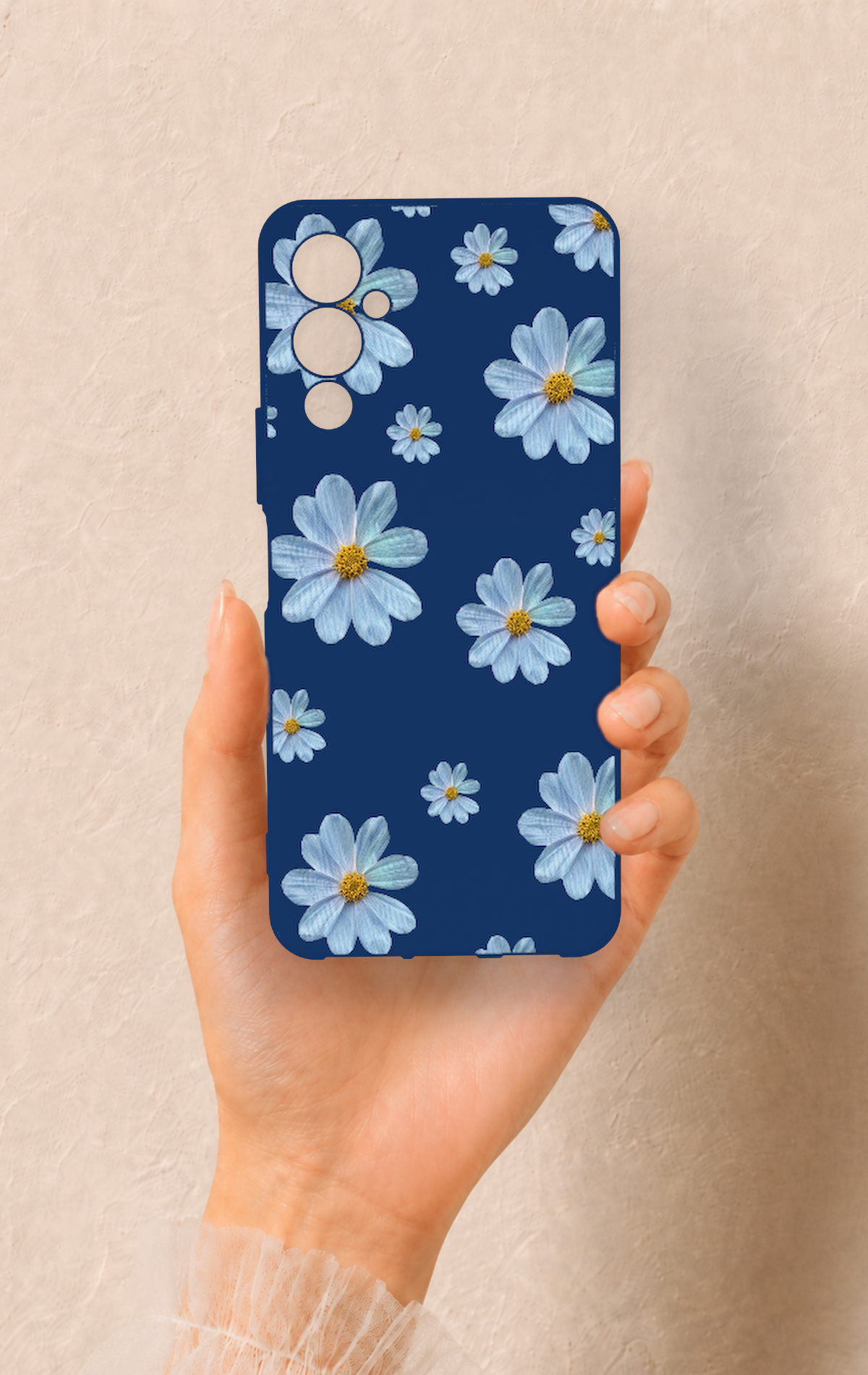 Tecno Pova Neo 4 Uyumlu Mavi Papatya Desenli Silikon Kılıf