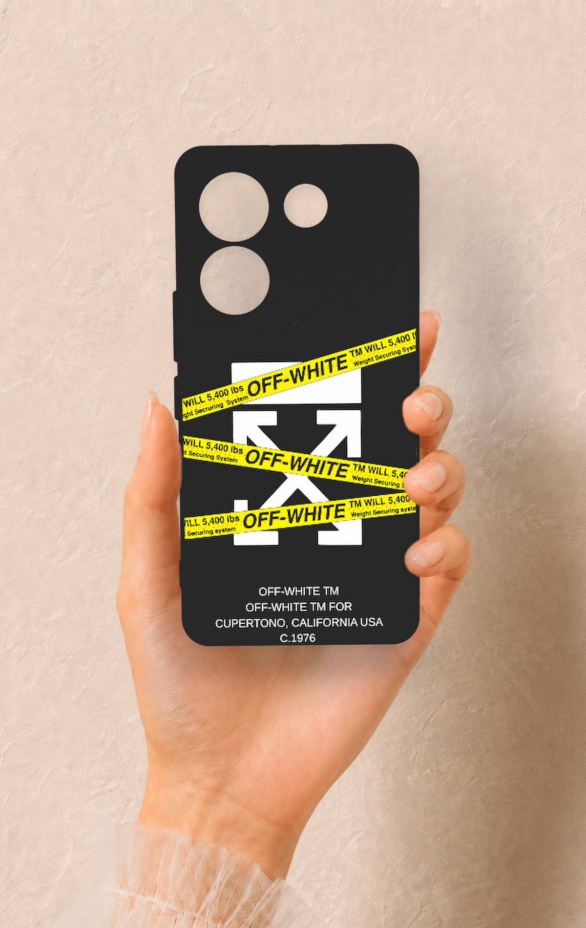 Tecno Camon 20 Pro Uyumlu Off White Desenli Silikon Kılıf