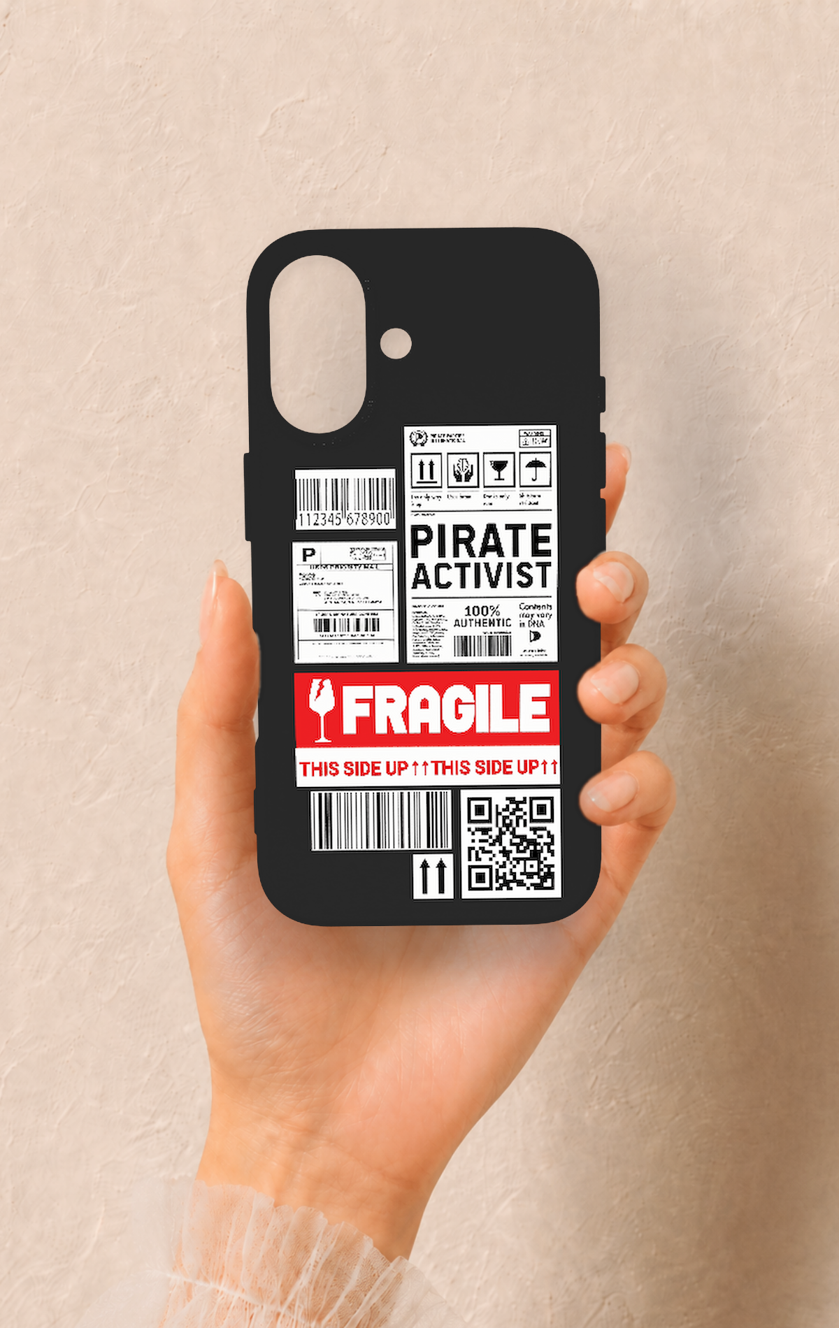 iPhone 16 Uyumlu Fragile Desenli Silikon Kılıf