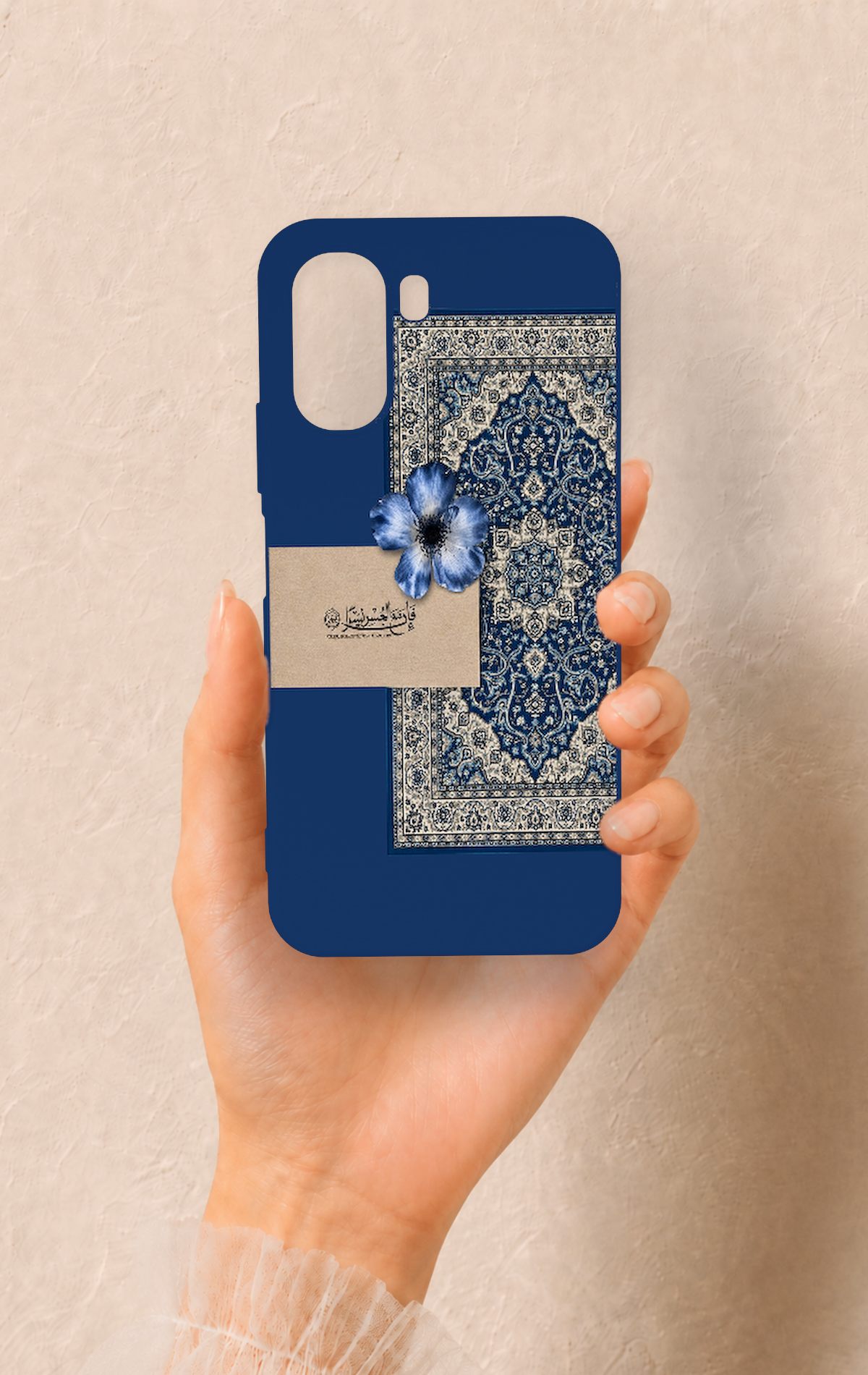 Oppo A6T Uyumlu Mavi Etnik Halı Desenli Silikon Kılıf