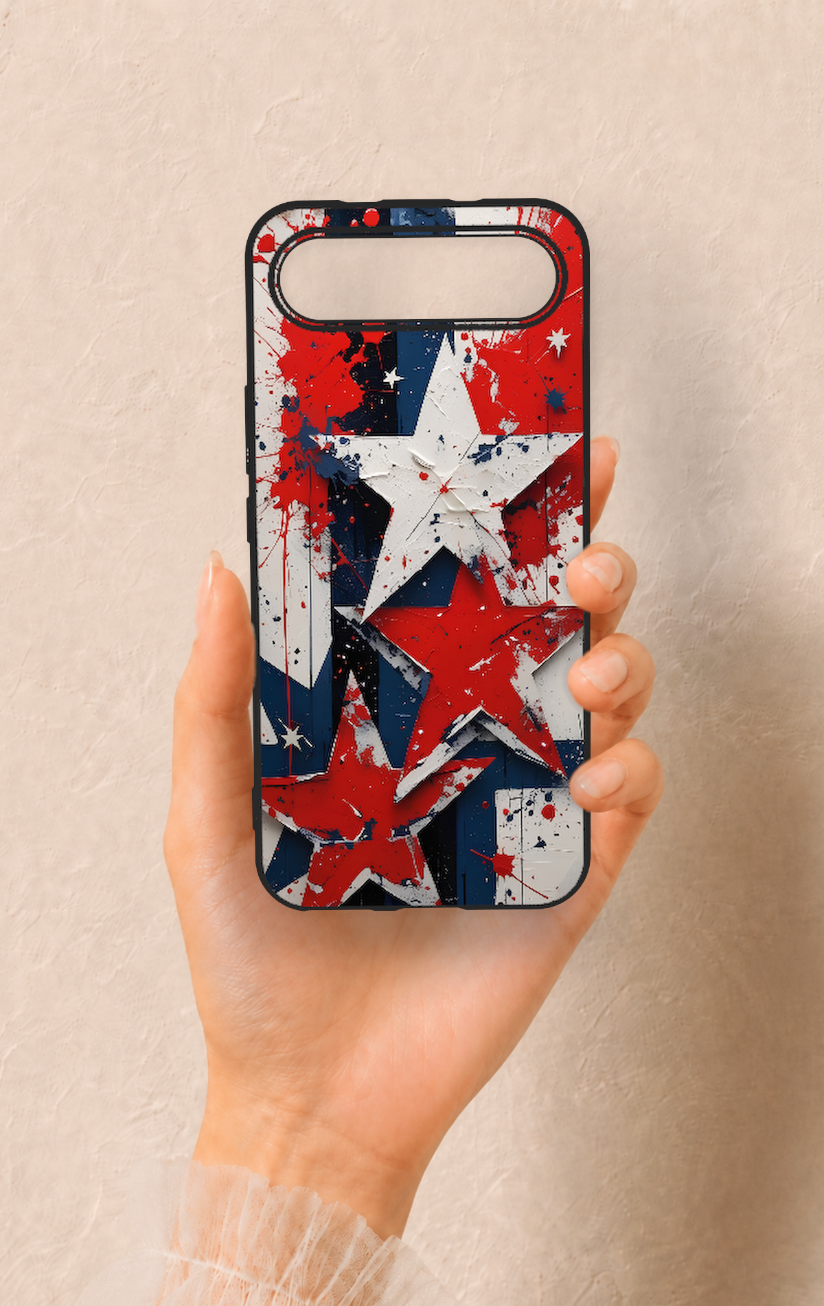 Tecno Spark Slim Uyumlu Star Flag Desenli Silikon Kılıf