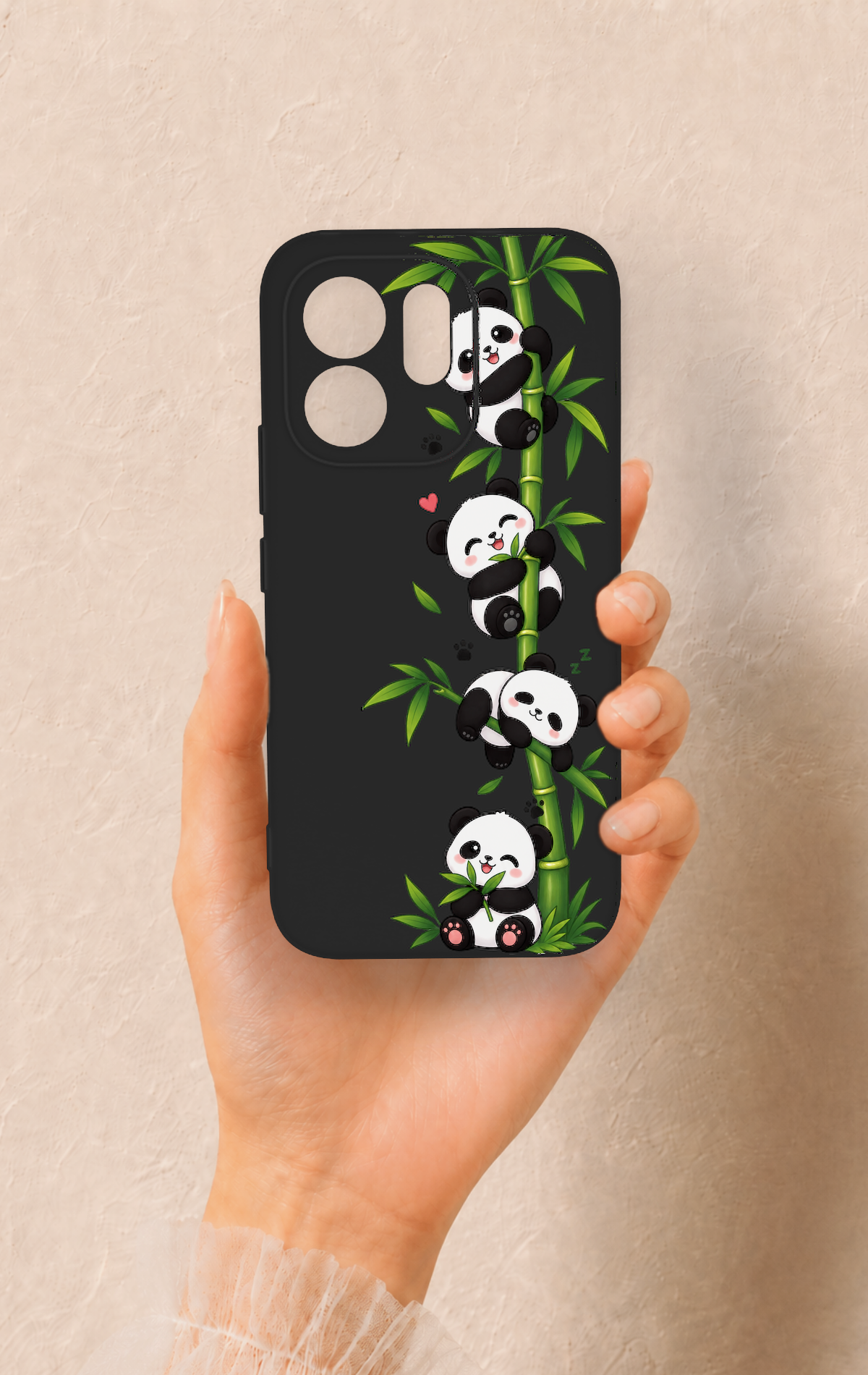Vivo V70 5G Uyumlu Sevimli Panda Bambu Desenli Silikon Kılıf