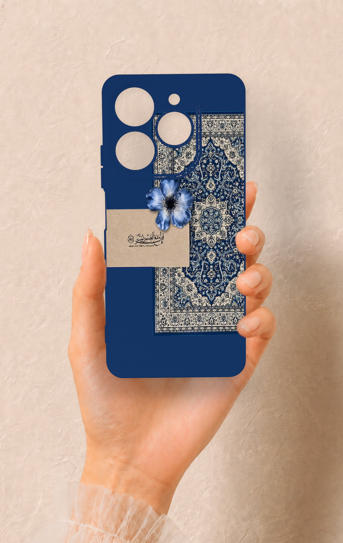 Tecno Spark 10 Pro Uyumlu Mavi Etnik Halı Desenli Silikon Kılıf