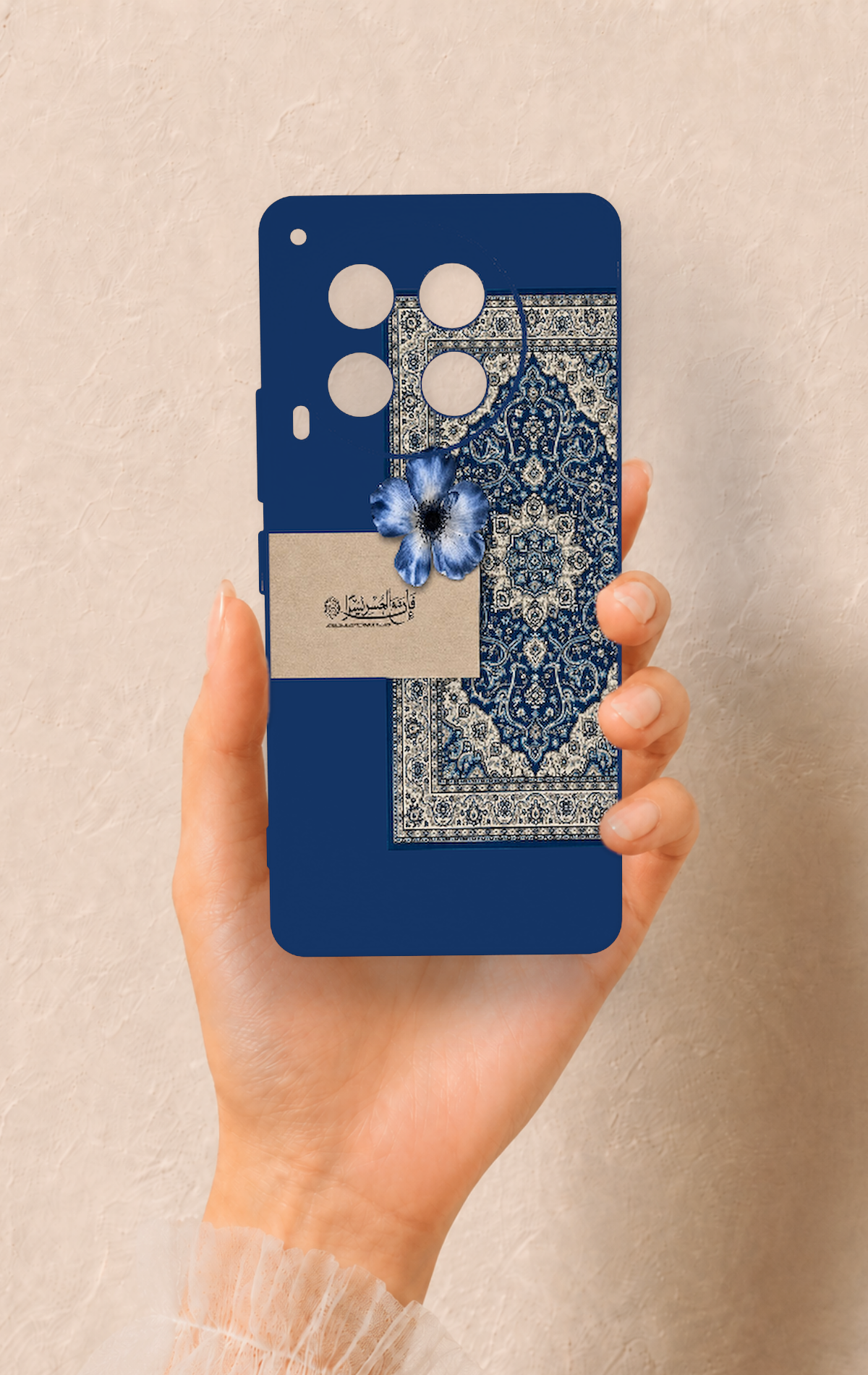 Tecno Camon 30 Uyumlu Mavi Etnik Halı Desenli Silikon Kılıf