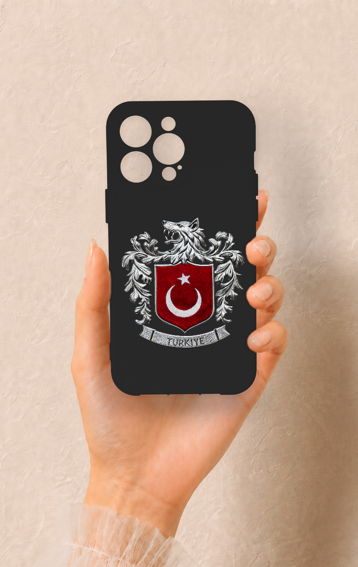 iPhone 14 Pro Max Uyumlu Türk Arma Desenli Silikon Kılıf