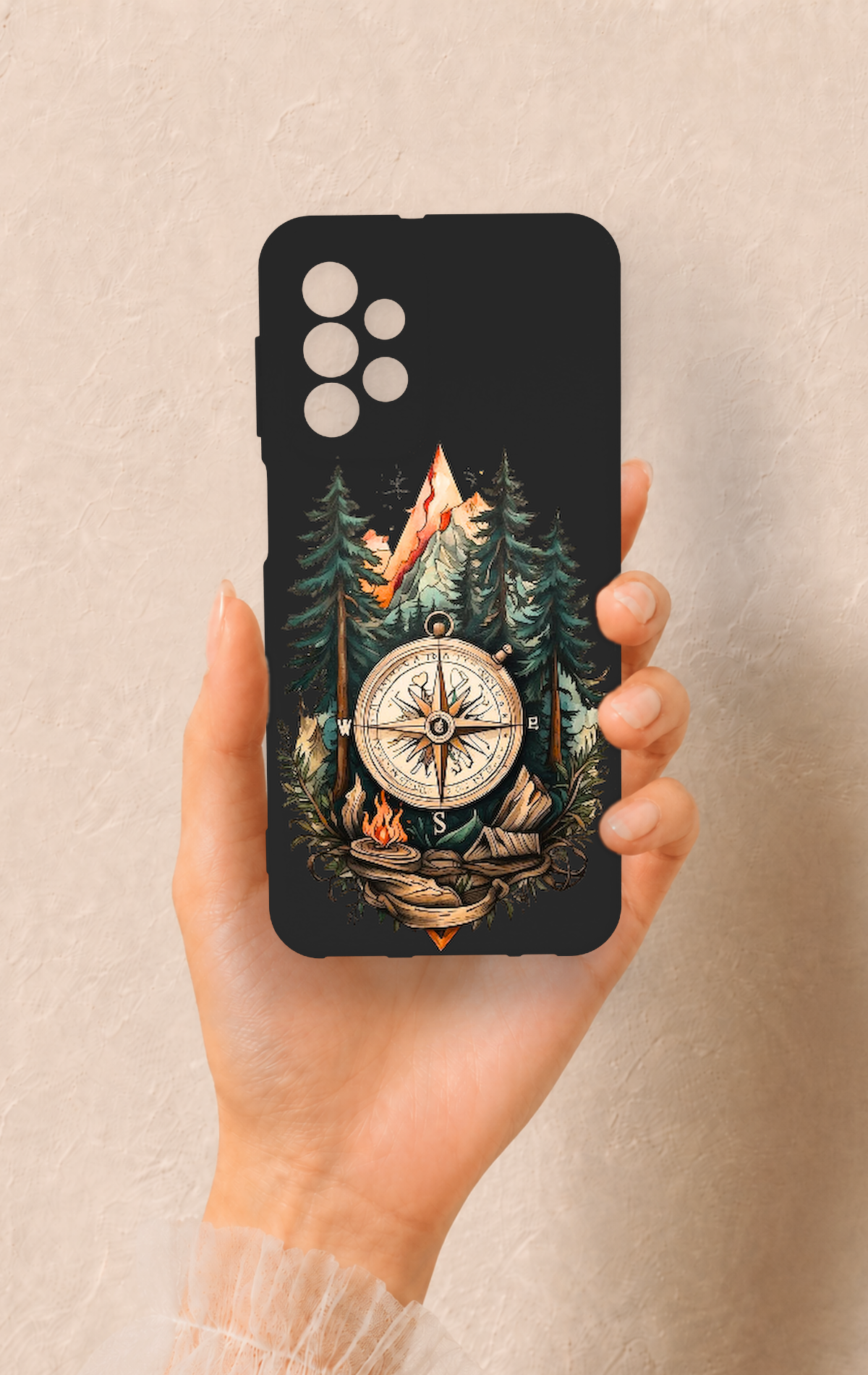 Samsung A23 Uyumlu Pusula Orman Desenli Silikon Kılıf