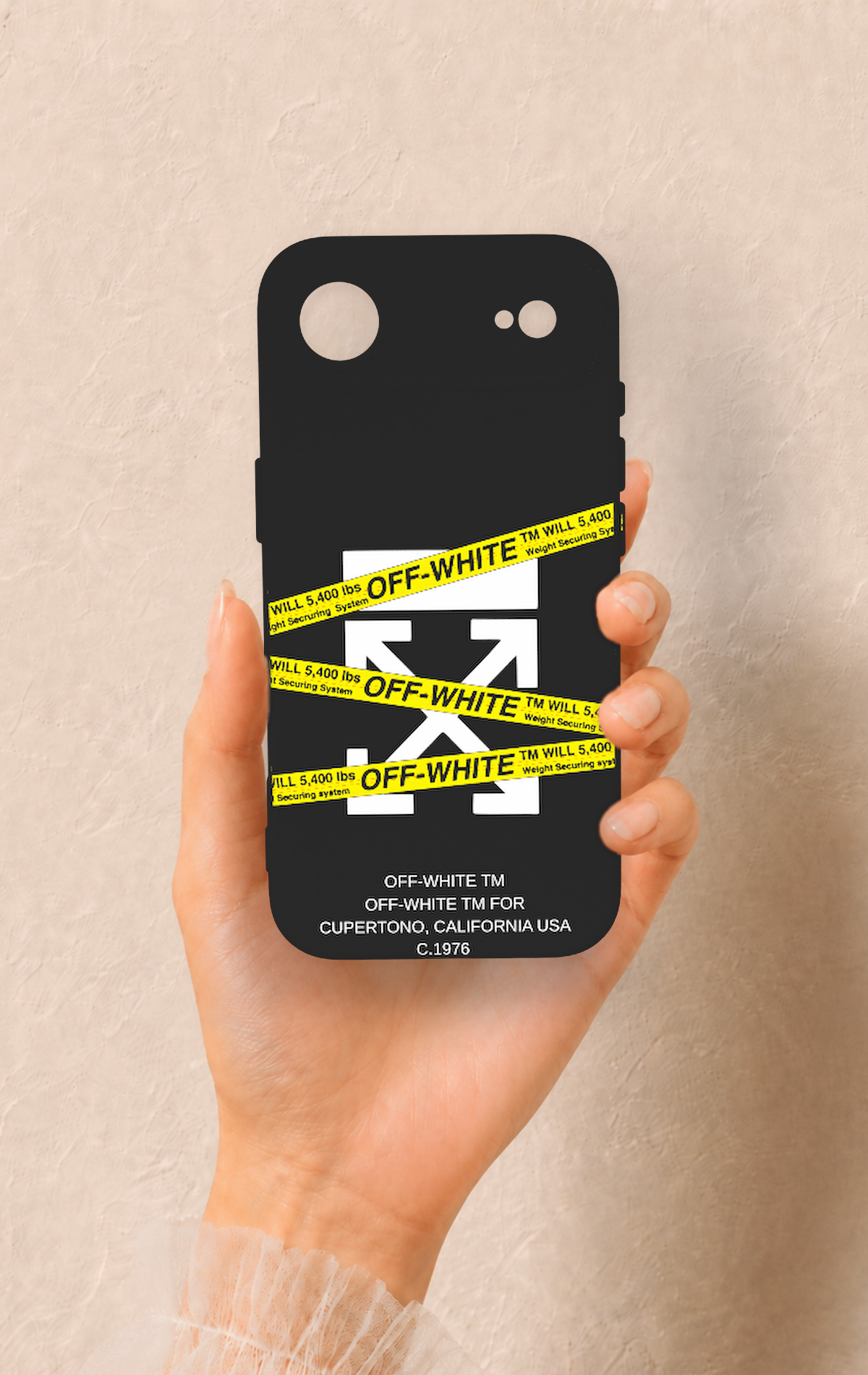 iPhone 17 Air Uyumlu Off White Desenli Silikon Kılıf