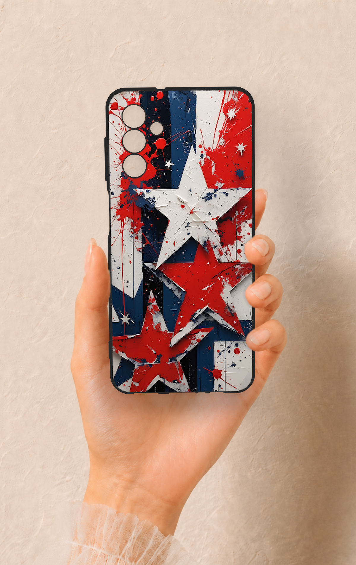 Samsung A04S Uyumlu Star Flag Desenli Silikon Kılıf