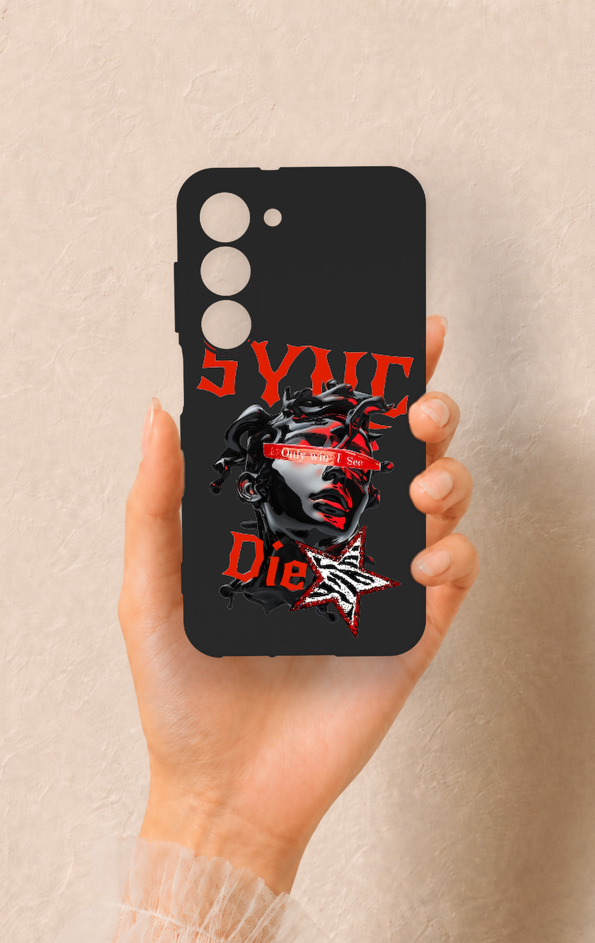 Samsung S23 Uyumlu Sync Die Desenli Silikon Kılıf