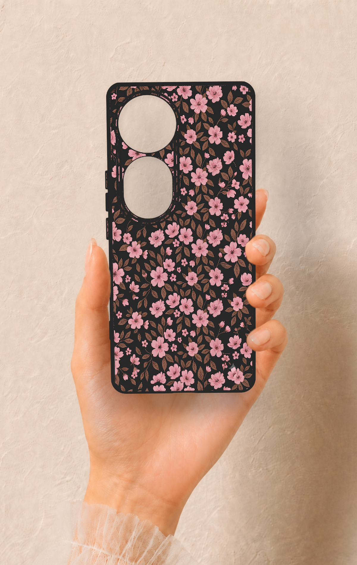 Vivo V40 Uyumlu Mini Pembe Çiçek Desenli Silikon Kılıf