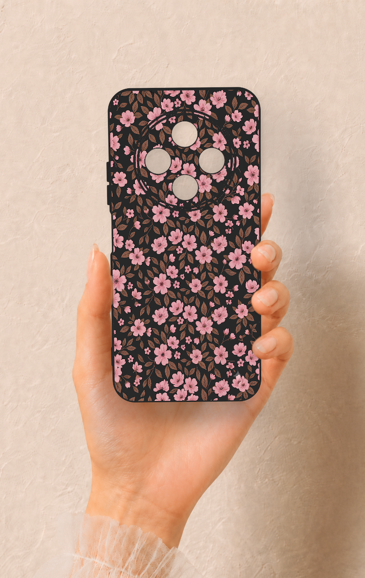 Tecno Spark 30C Uyumlu Mini Pembe Çiçek Desenli Silikon Kılıf