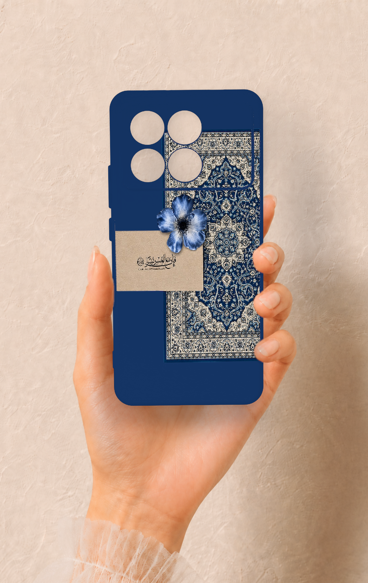 Poco X6 Pro Uyumlu Mavi Etnik Halı Desenli Silikon Kılıf