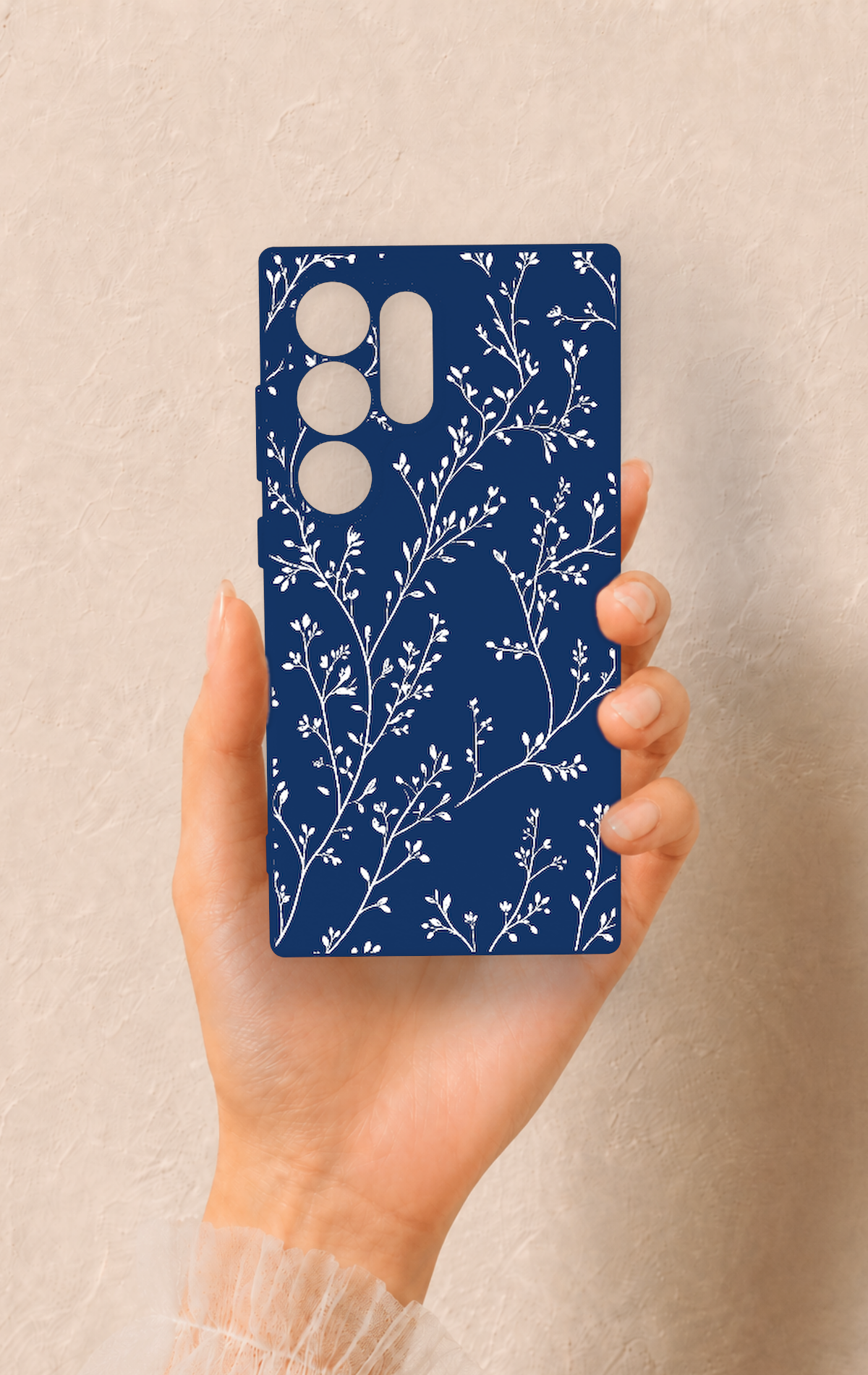 Samsung S24 Ultra Uyumlu İnce Yaprak Dalı Desenli Silikon Kılıf