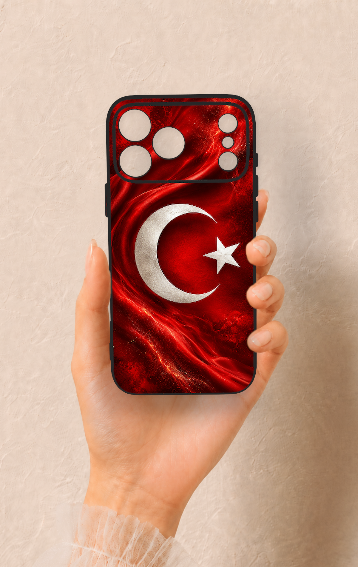 iPhone 17 Pro Max Uyumlu Türk Bayrağı Desenli Silikon Kılıf