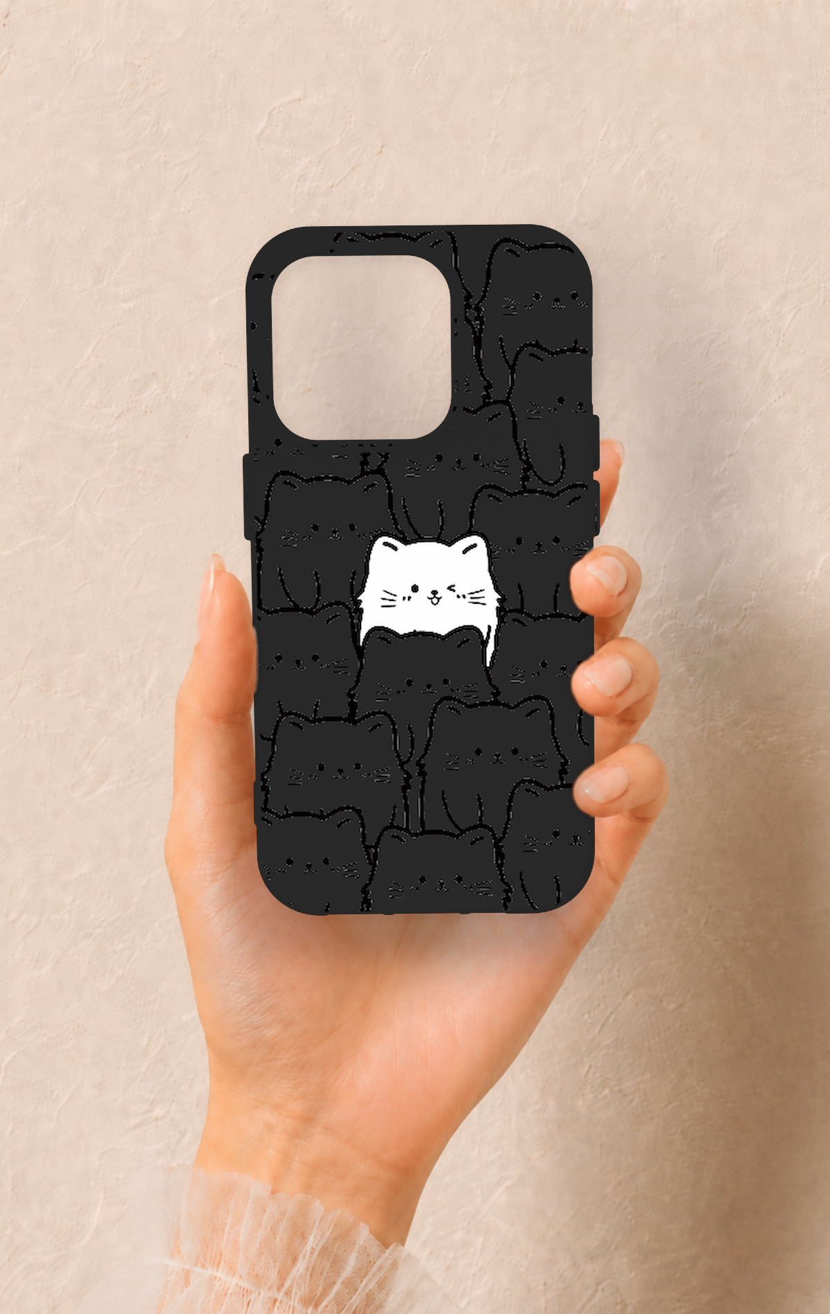 iPhone 15 Pro Uyumlu Many Cats Desenli Silikon Kılıf