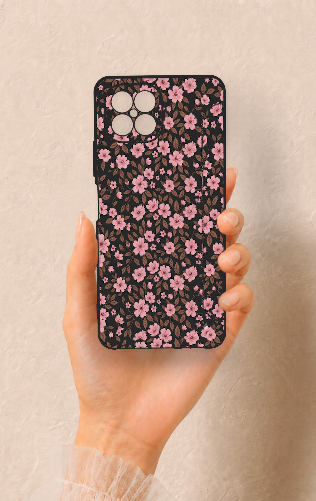 Omix X600 Uyumlu Mini Pembe Çiçek Desenli Silikon Kılıf