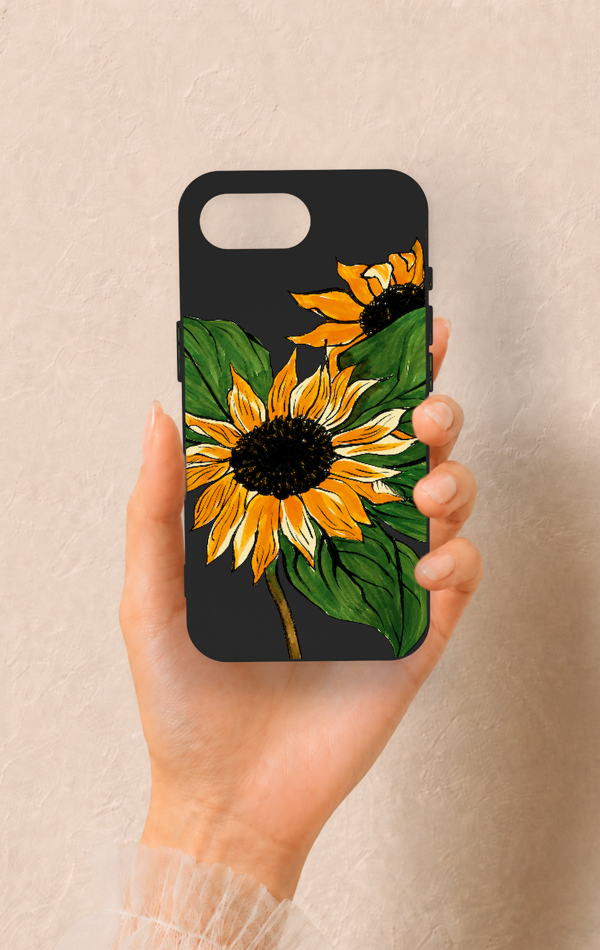 iPhone 16E Uyumlu Ay Çiçeği Desenli Silikon Kılıf
