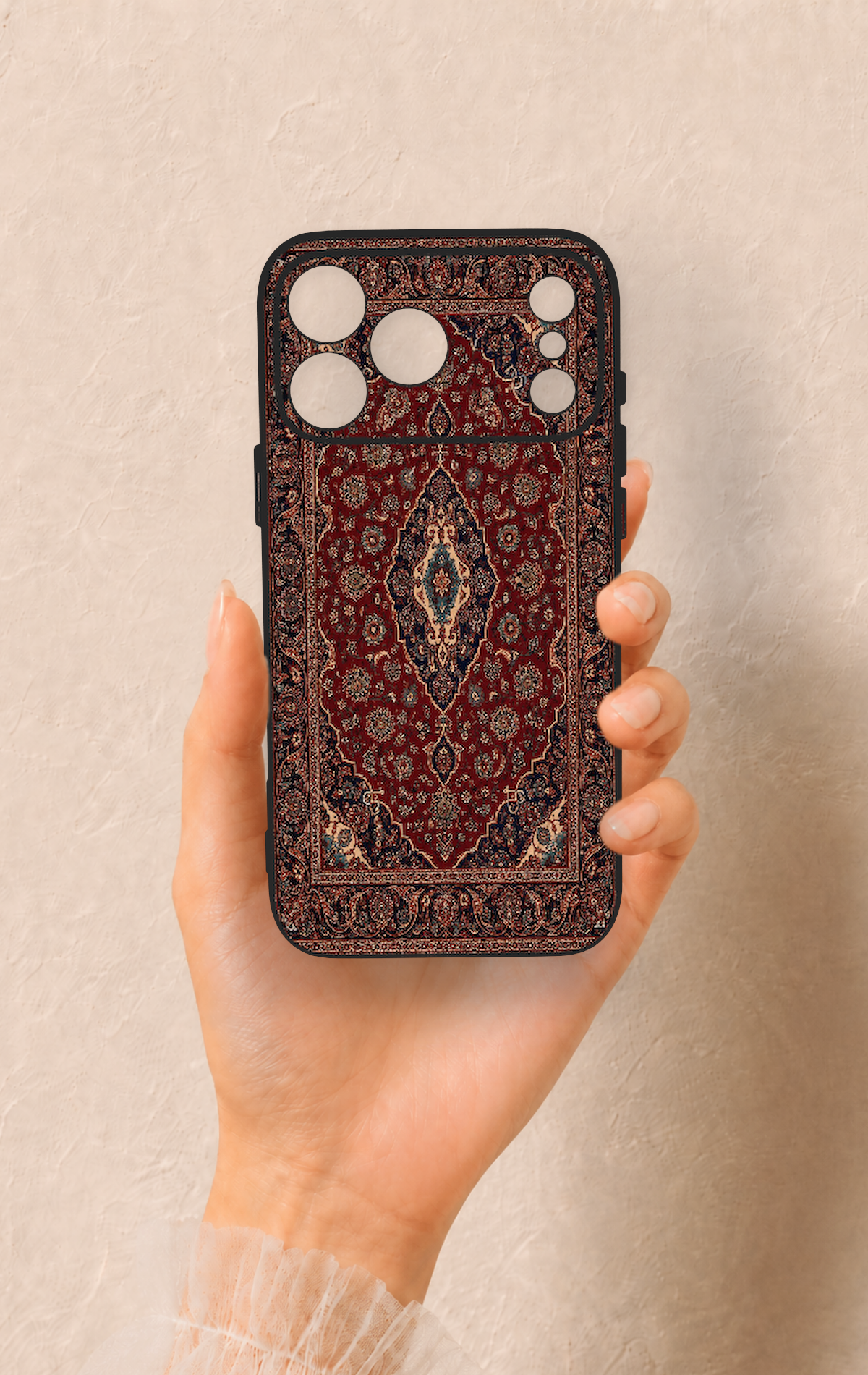 iPhone 17 Pro Max Uyumlu Acem Halı Desenli Silikon Kılıf
