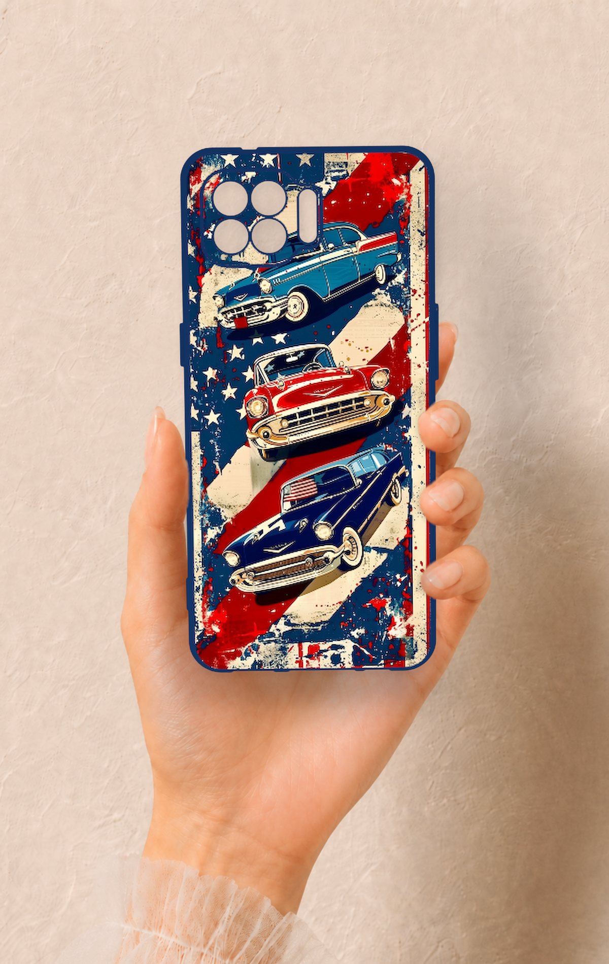 Oppo Reno 4 Lite Uyumlu Amerikan Chevrolet Desenli Silikon Kılıf