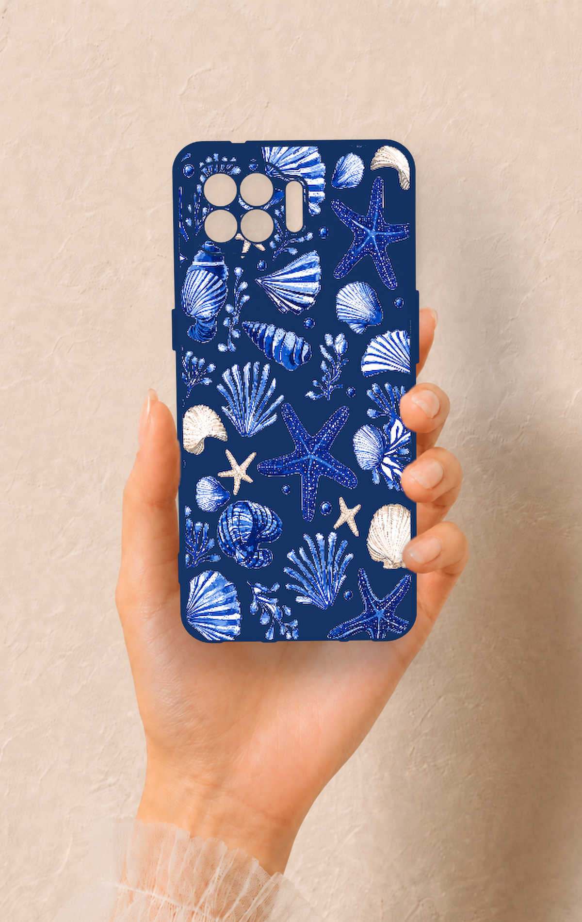 Oppo Reno 4 Lite Uyumlu Deniz Kabuğu Desenli Silikon Kılıf