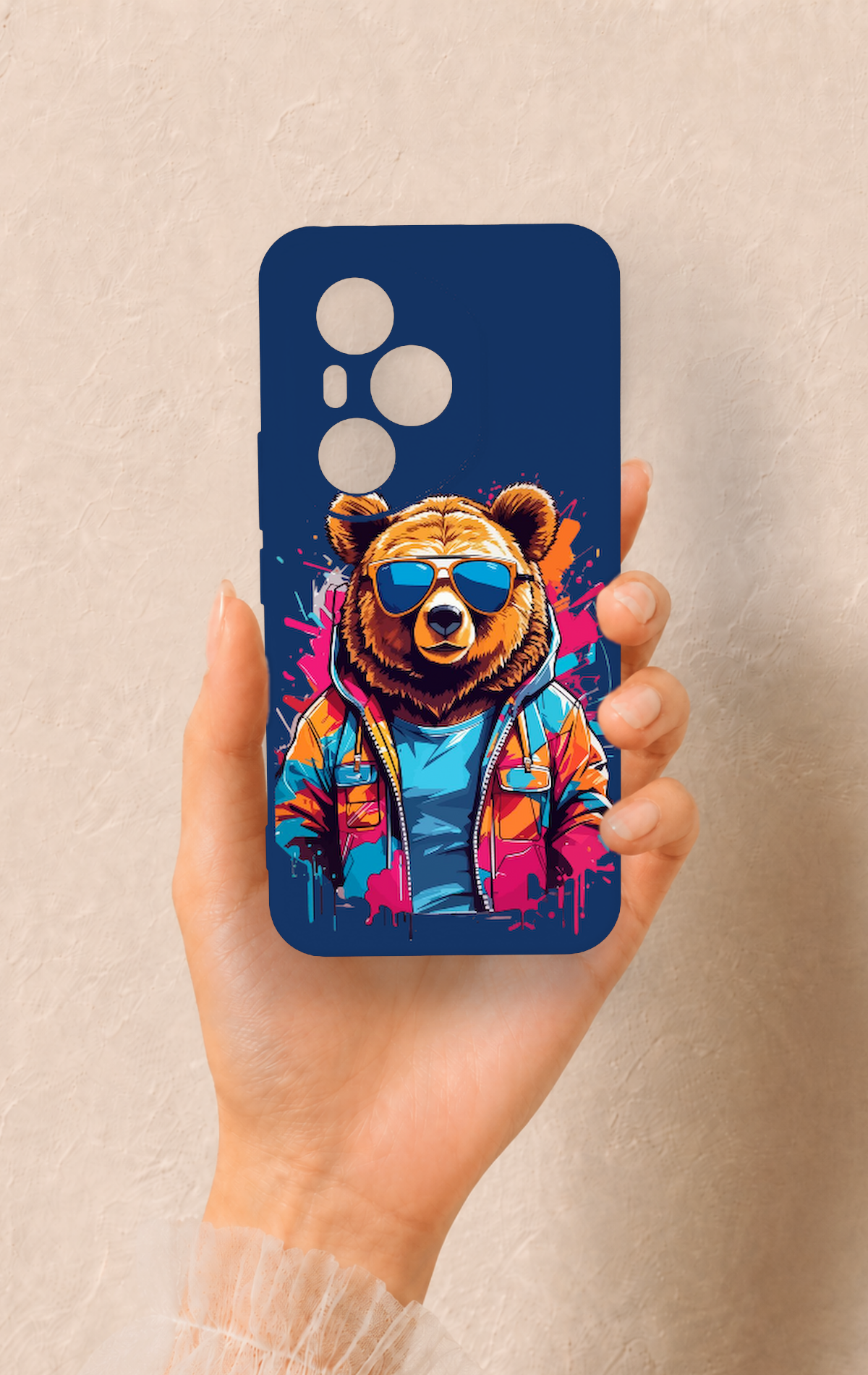Honor 400 Pro Uyumlu Gözlüklü Ayı Desenli Silikon Kılıf