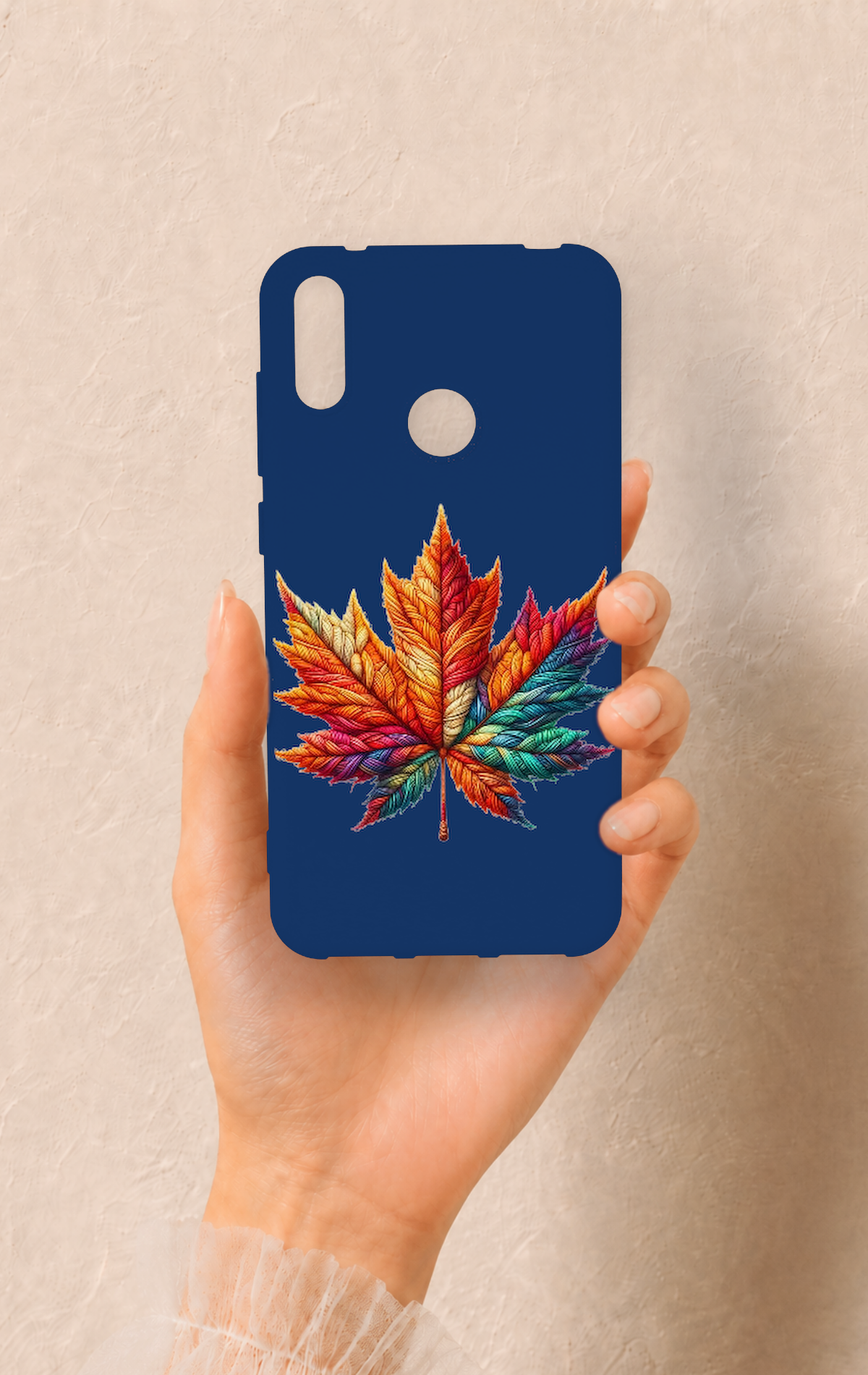 Huawei Y7 2019 Uyumlu Renkli Yaprak Desenli Silikon Kılıf