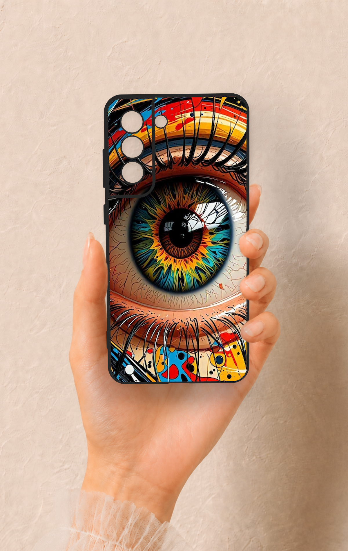 Samsung-S21FE Uyumlu Renkli Göz Bebeği Desenli Silikon Kılıf