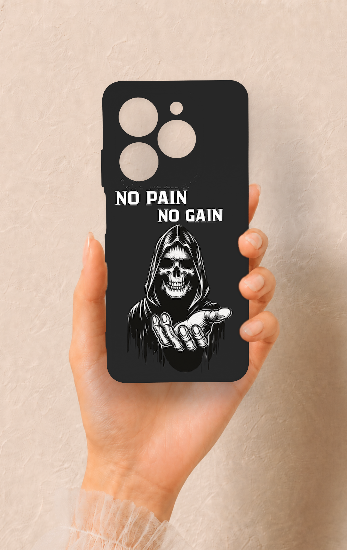 Tecno Spark 20C Uyumlu No Pain No Gain Desenli Silikon Kılıf