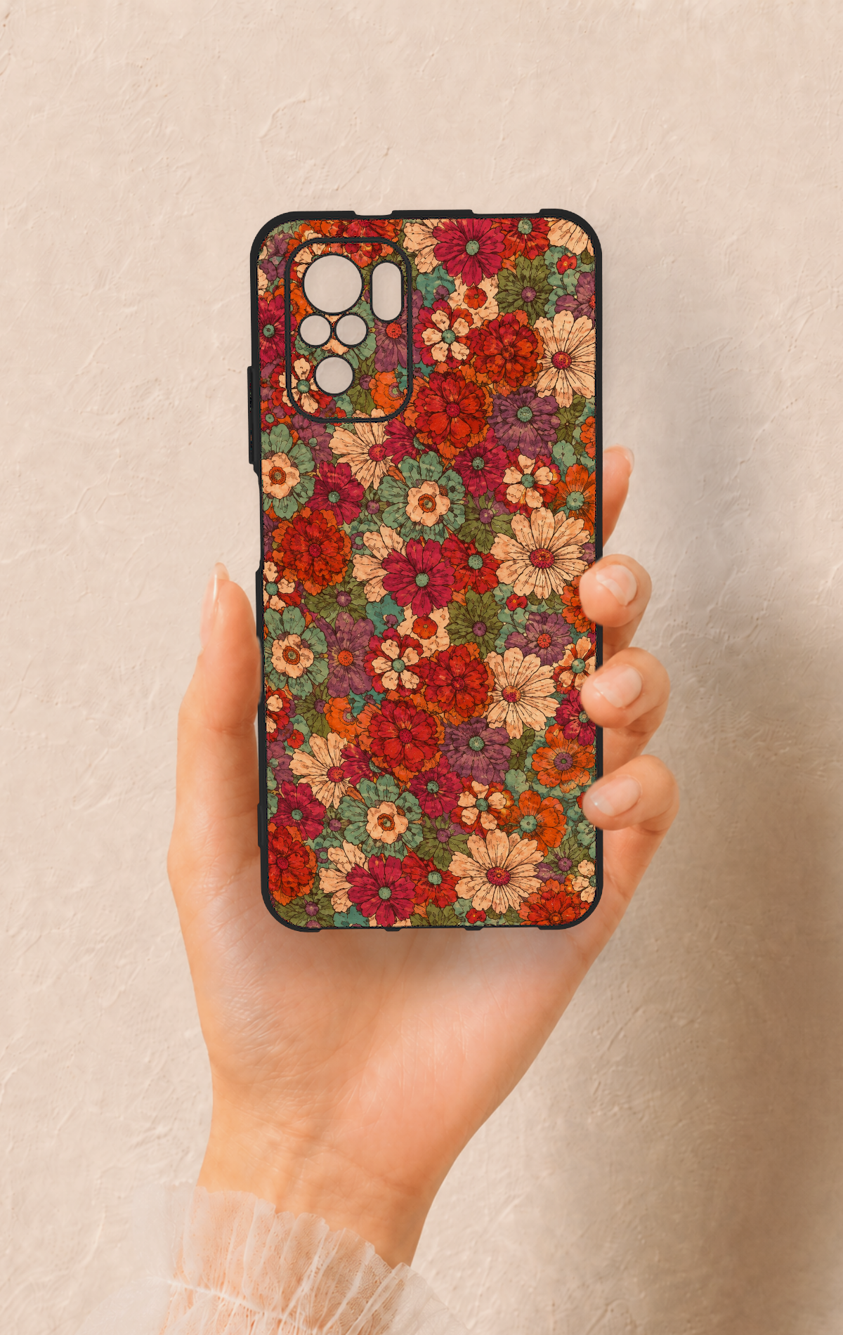 Redmi Note 10-10S Uyumlu Pastel Çiçek Bahçesi Desenli Silikon Kılıf