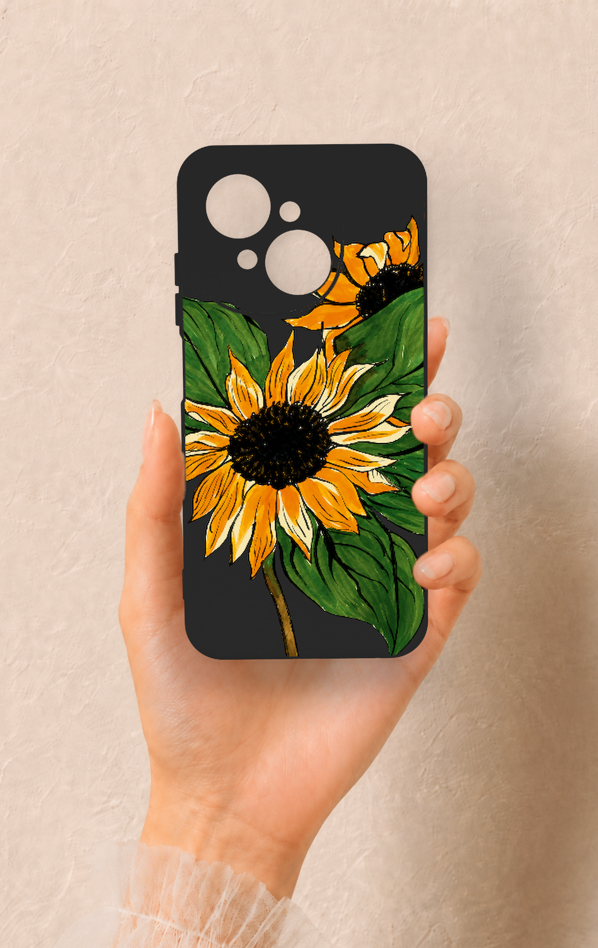 Tecno Spark Go1 Uyumlu Ay Çiçeği Desenli Silikon Kılıf