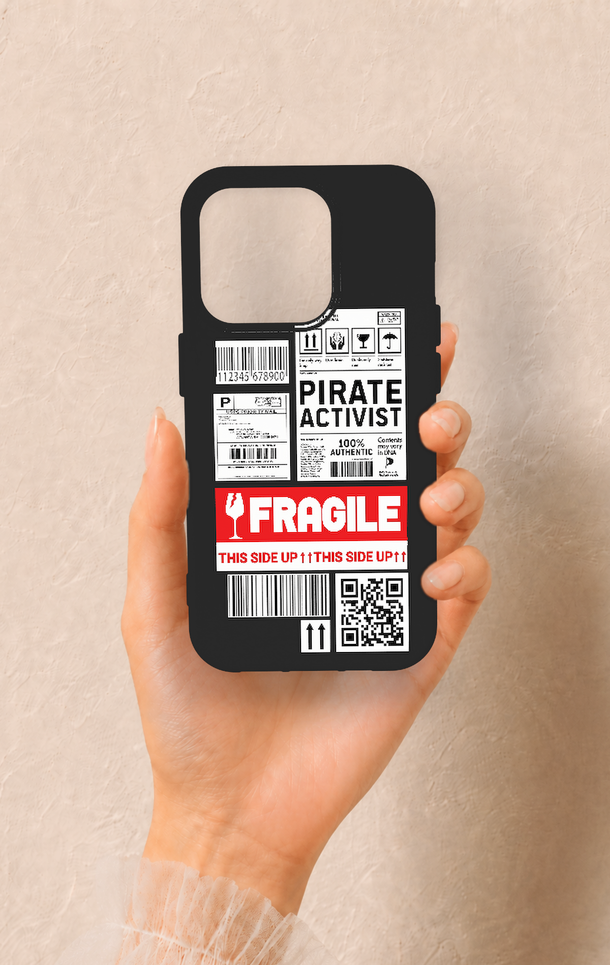 iPhone 15 Pro Uyumlu Fragile Desenli Silikon Kılıf