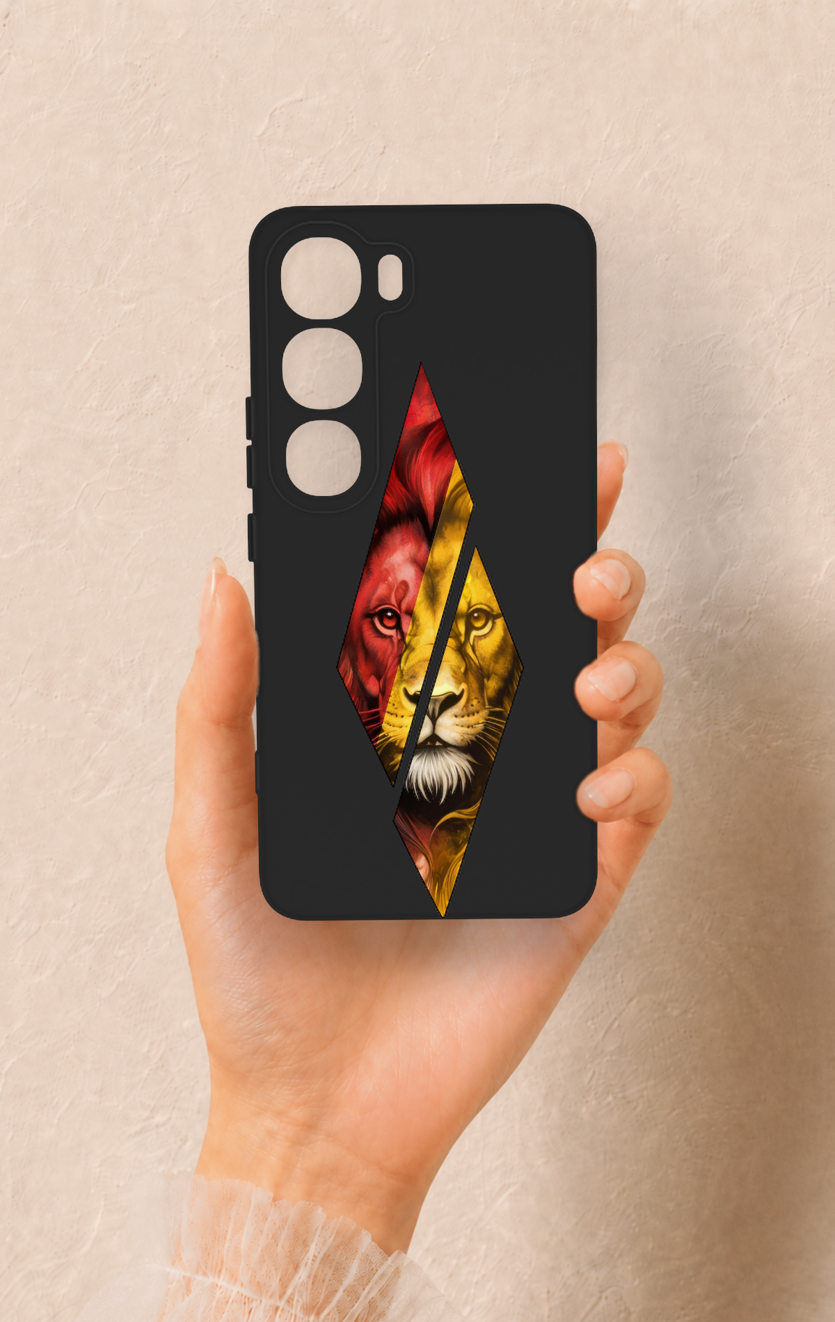 Vivo V40 Lite 5G Uyumlu Kesik Aslan Desenli Silikon Kılıf
