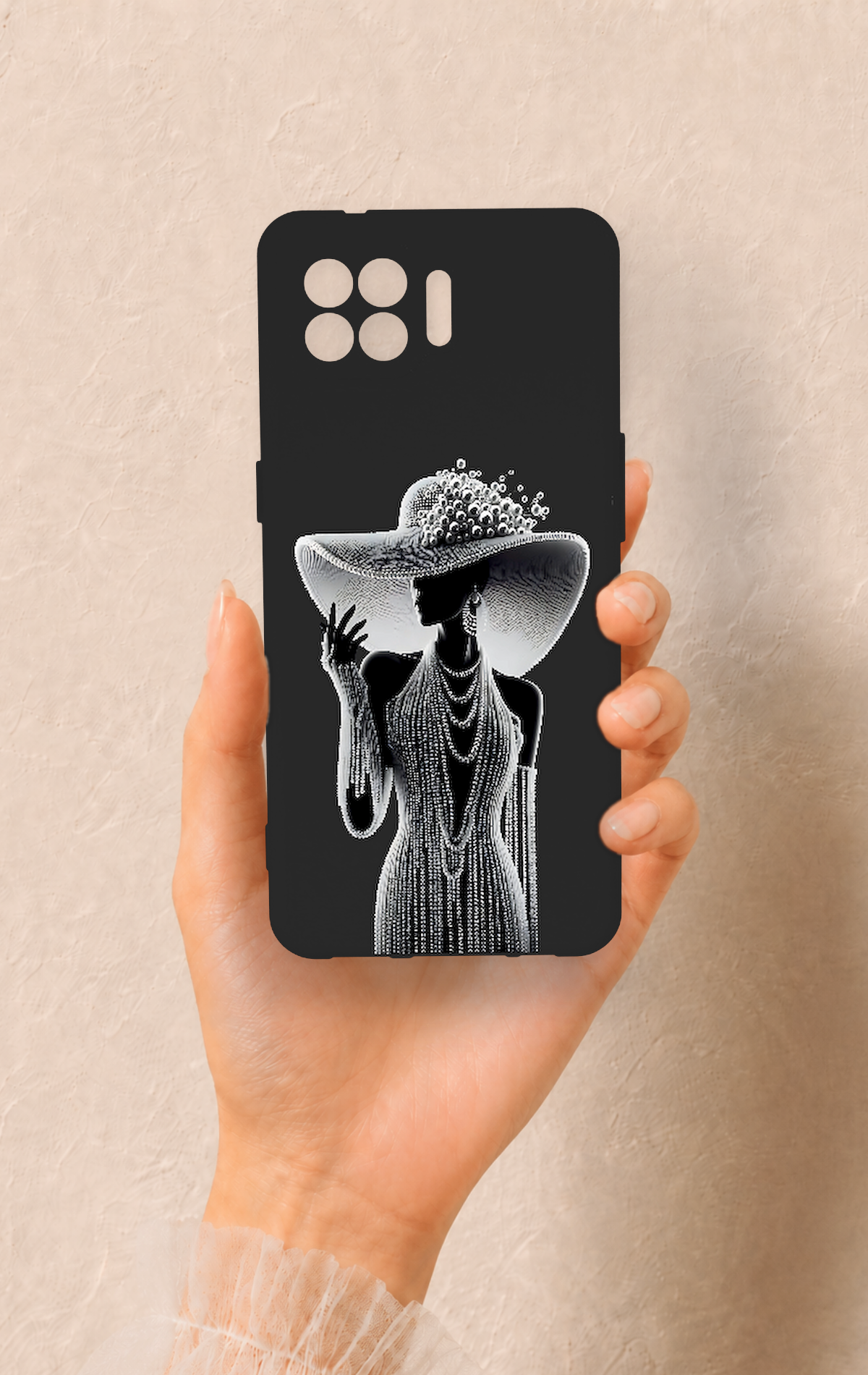 Oppo Reno 4 Lite Uyumlu Lady Desenli Silikon Kılıf
