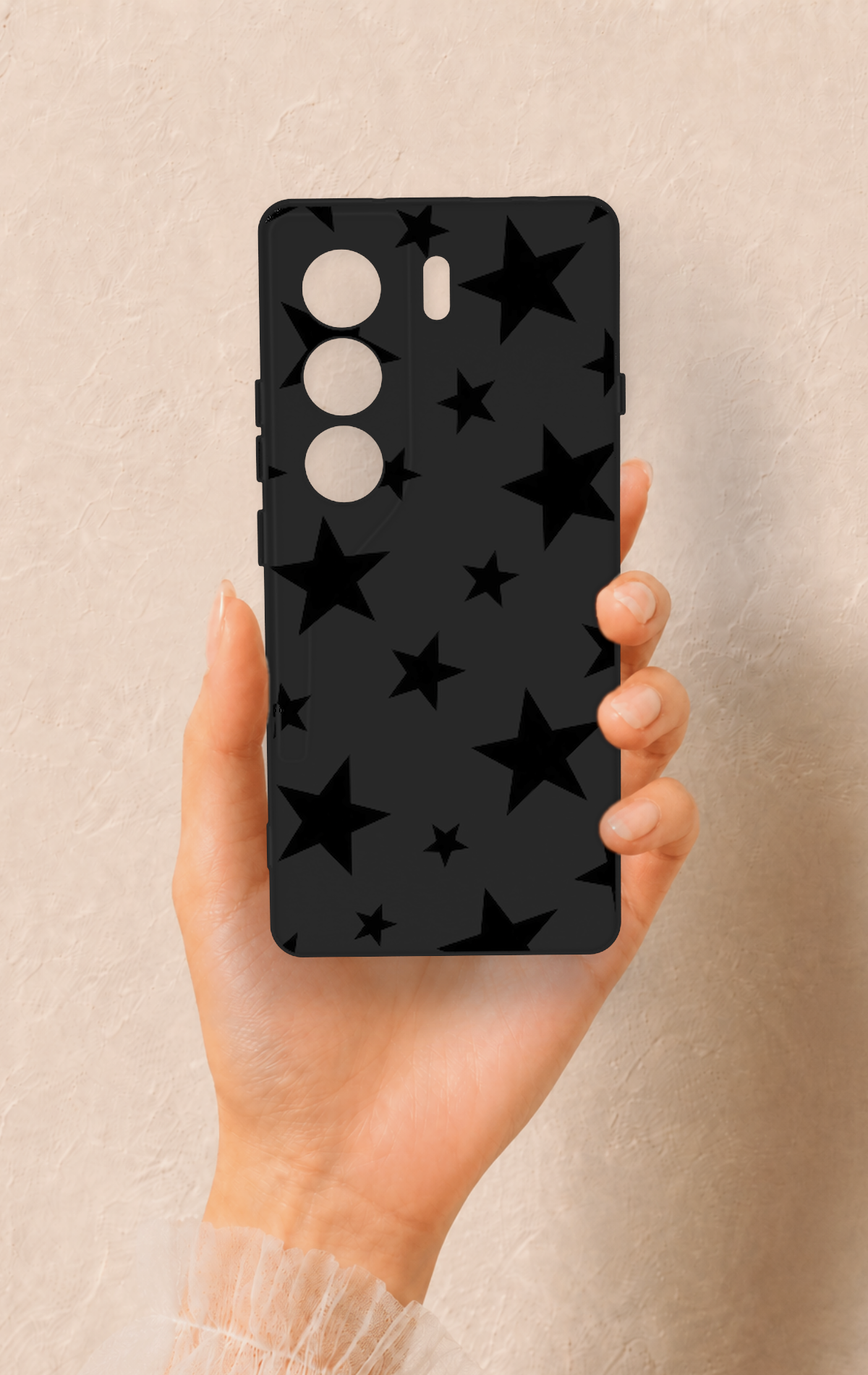 Tecno Camon 40 4G Uyumlu Siyah Star Desenli Silikon Kılıf