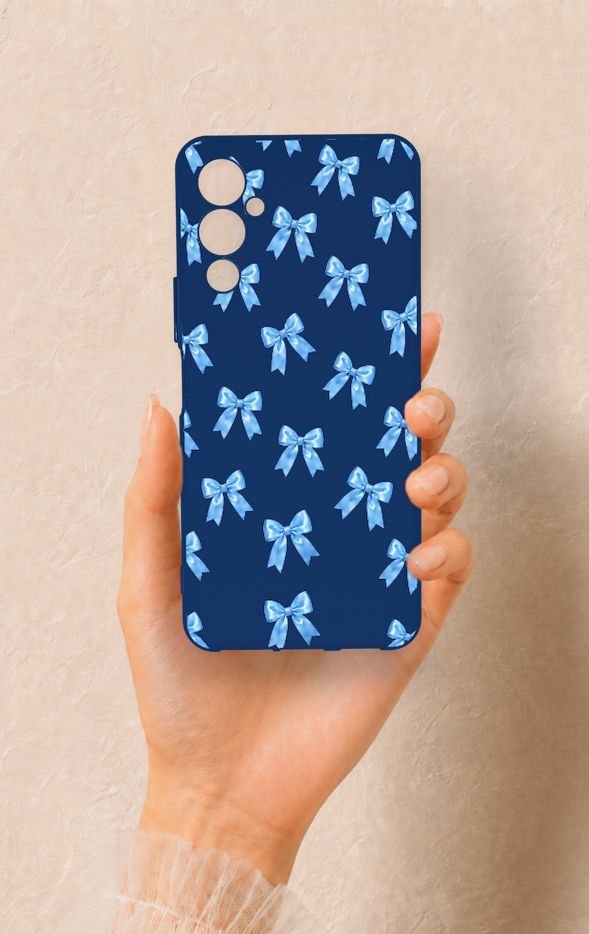 Tecno Pova Neo 4 Uyumlu Mavi Fiyonk Kurdele Desenli Silikon Kılıf
