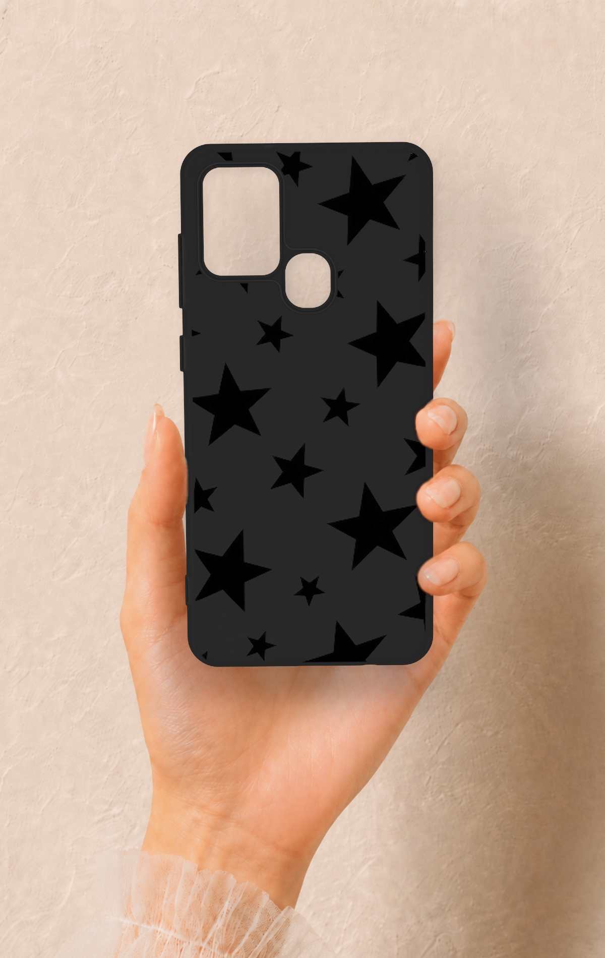 Samsung A21S Uyumlu Siyah Star Desenli Silikon Kılıf
