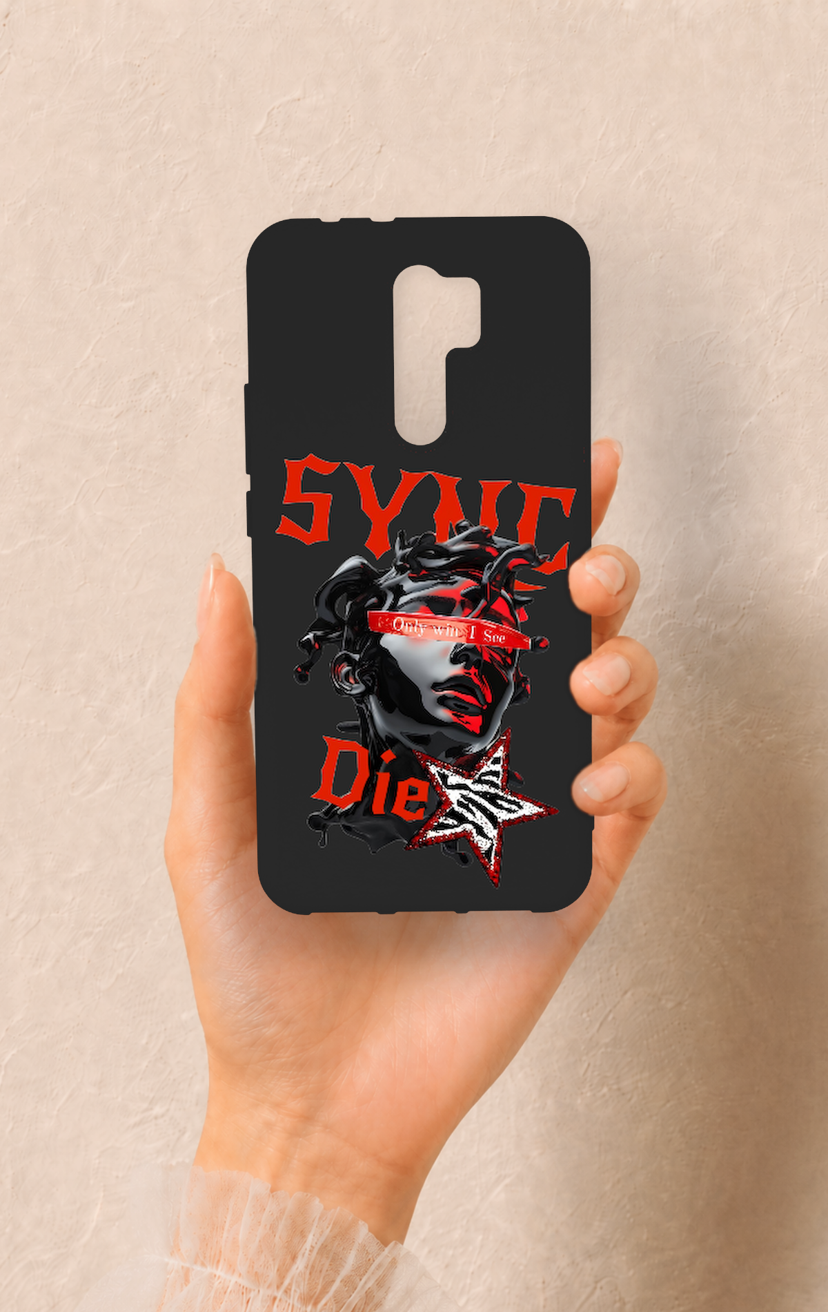 Redmi 9 Uyumlu Sync Die Desenli Silikon Kılıf