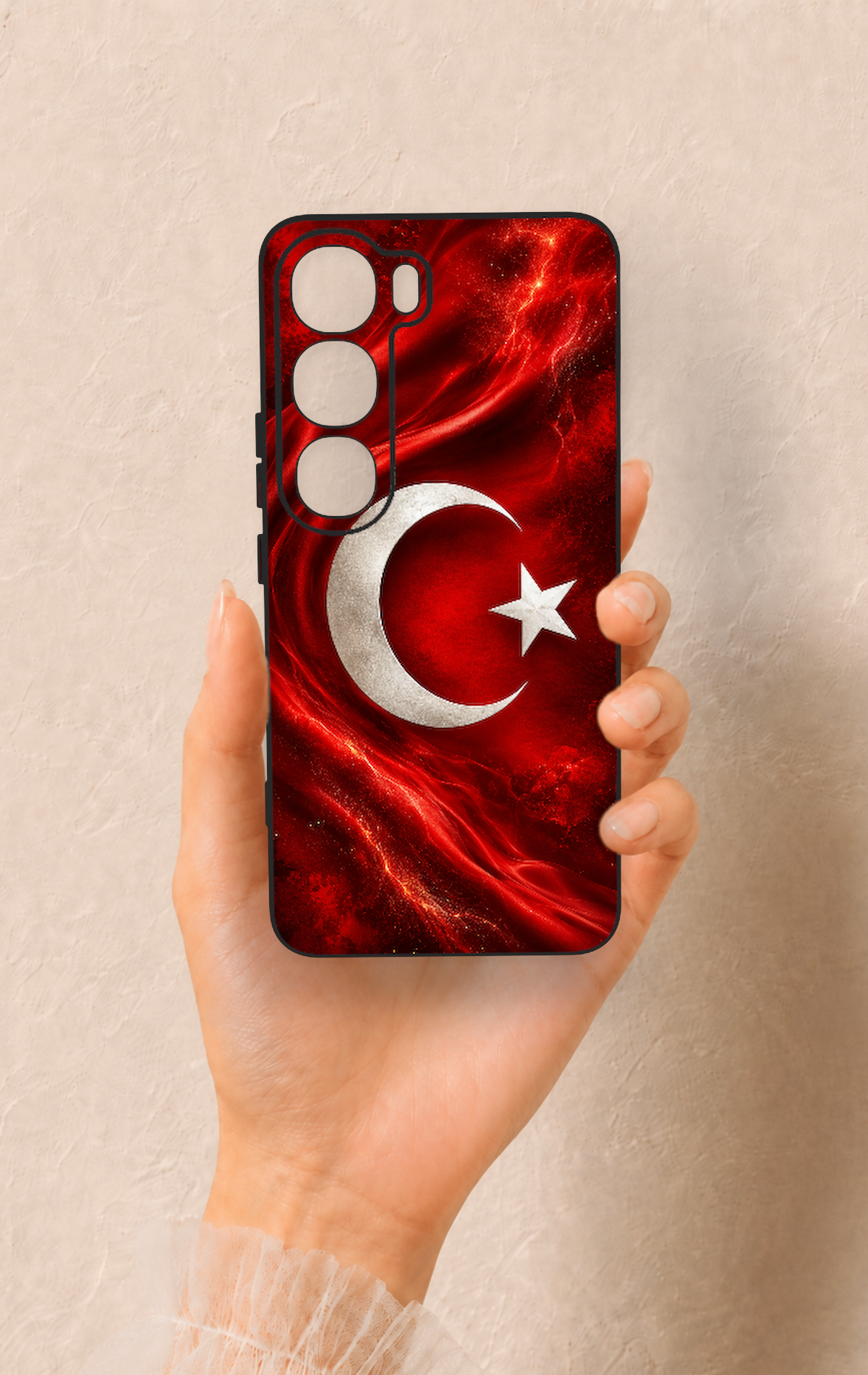 Vivo V40 Lite 5G Uyumlu Türk Bayrağı Desenli Silikon Kılıf