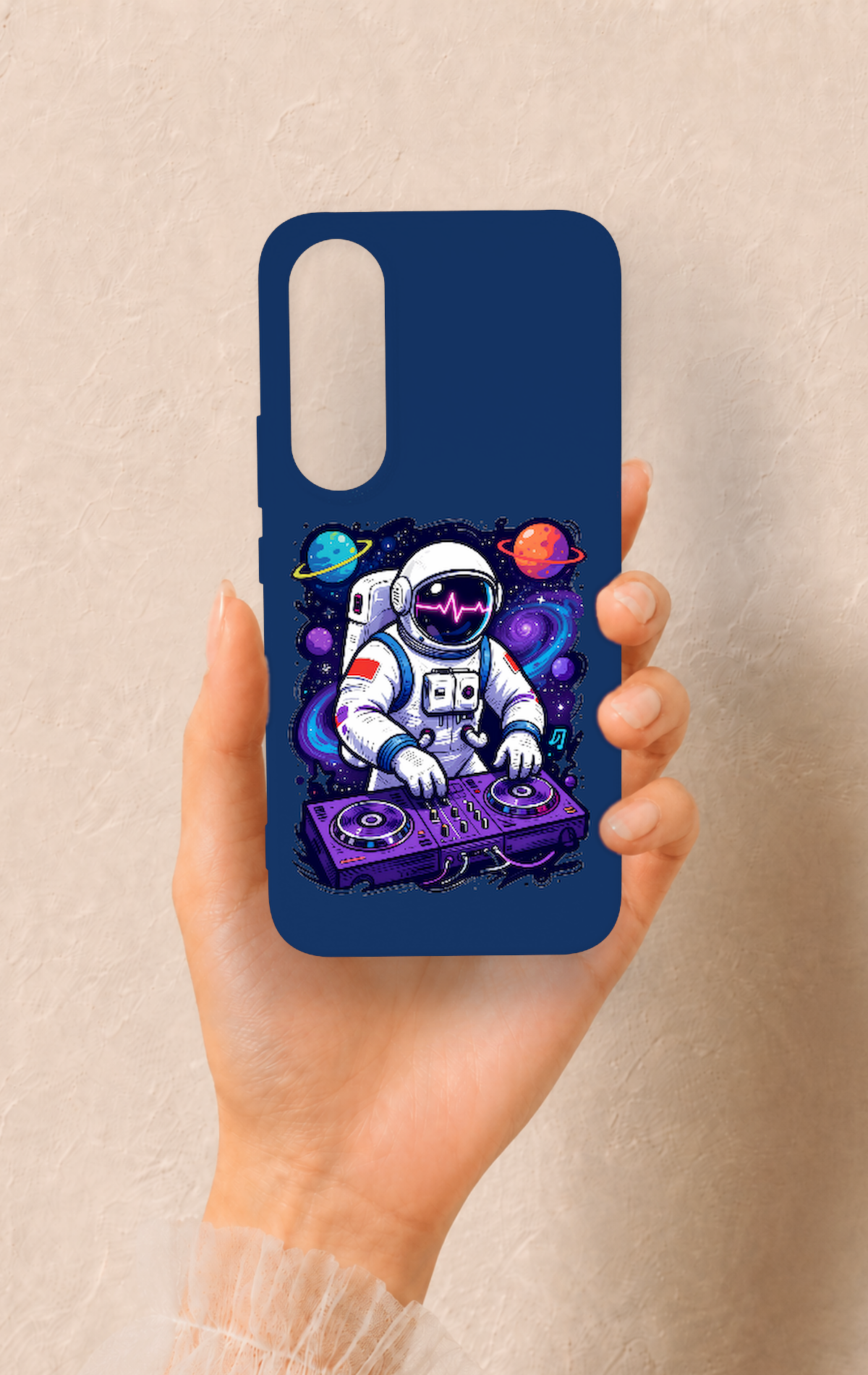 Vivo V70 FE 5G Uyumlu Astronot DJ Desenli Silikon Kılıf