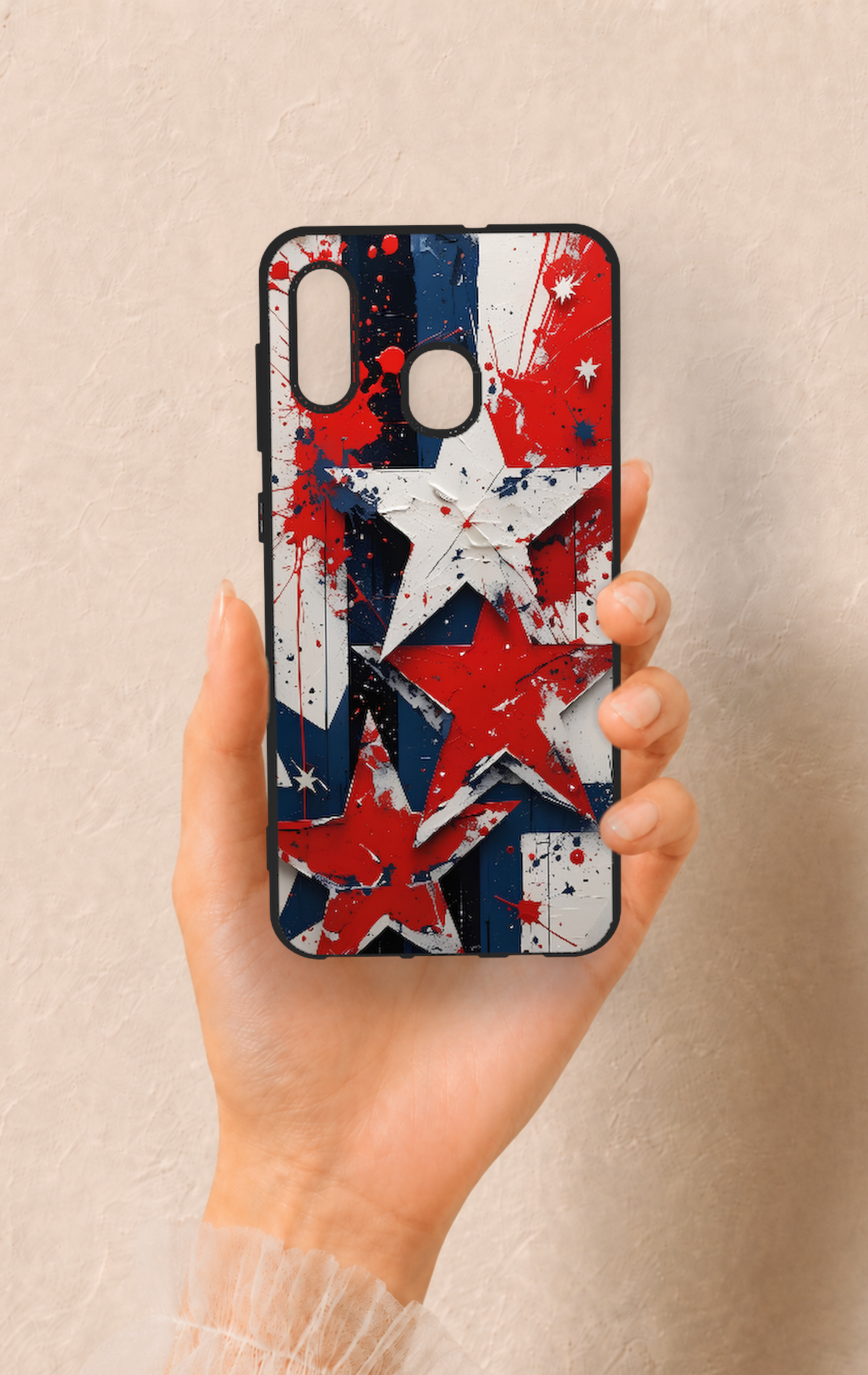 Samsung A20-A30 Uyumlu Star Flag Desenli Silikon Kılıf
