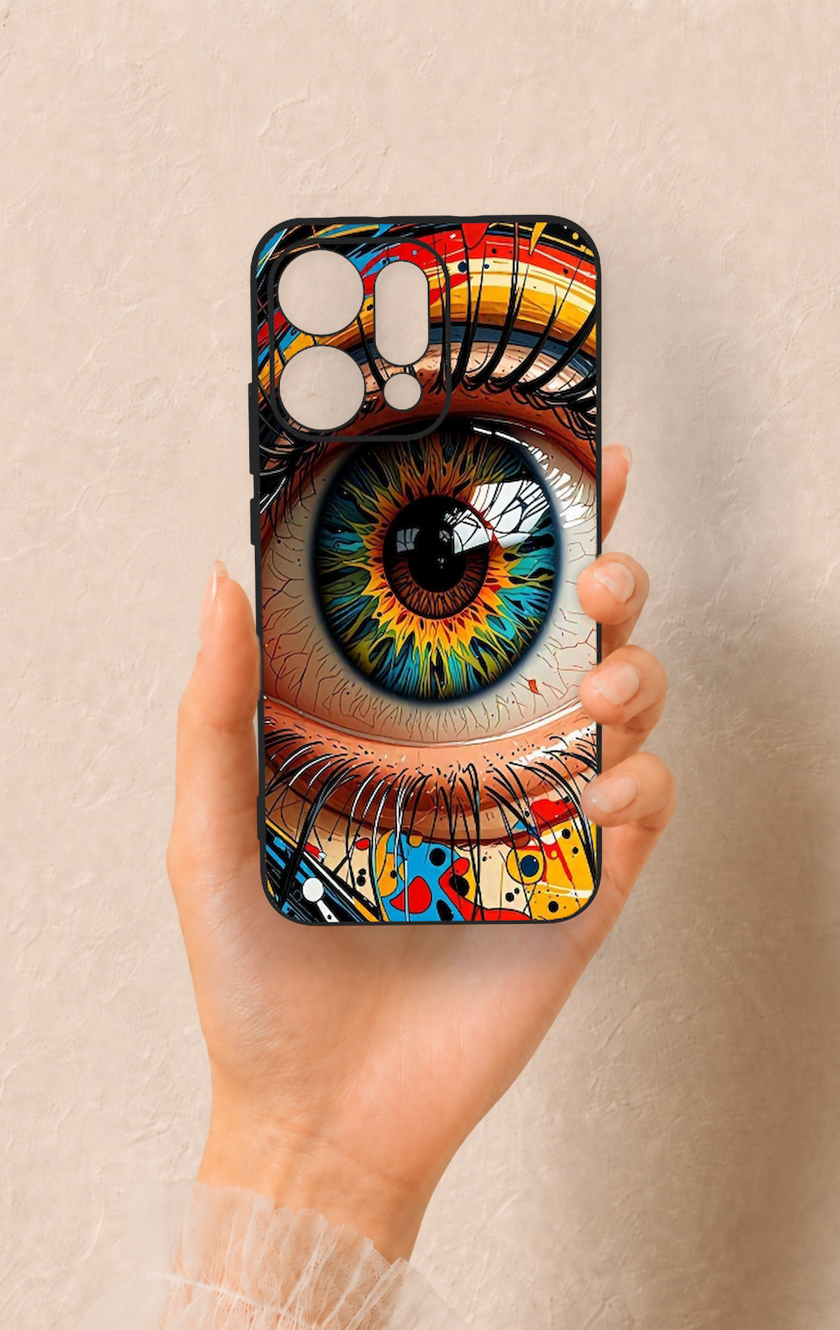 Oppo Reno 14 Uyumlu Renkli Göz Bebeği Desenli Silikon Kılıf