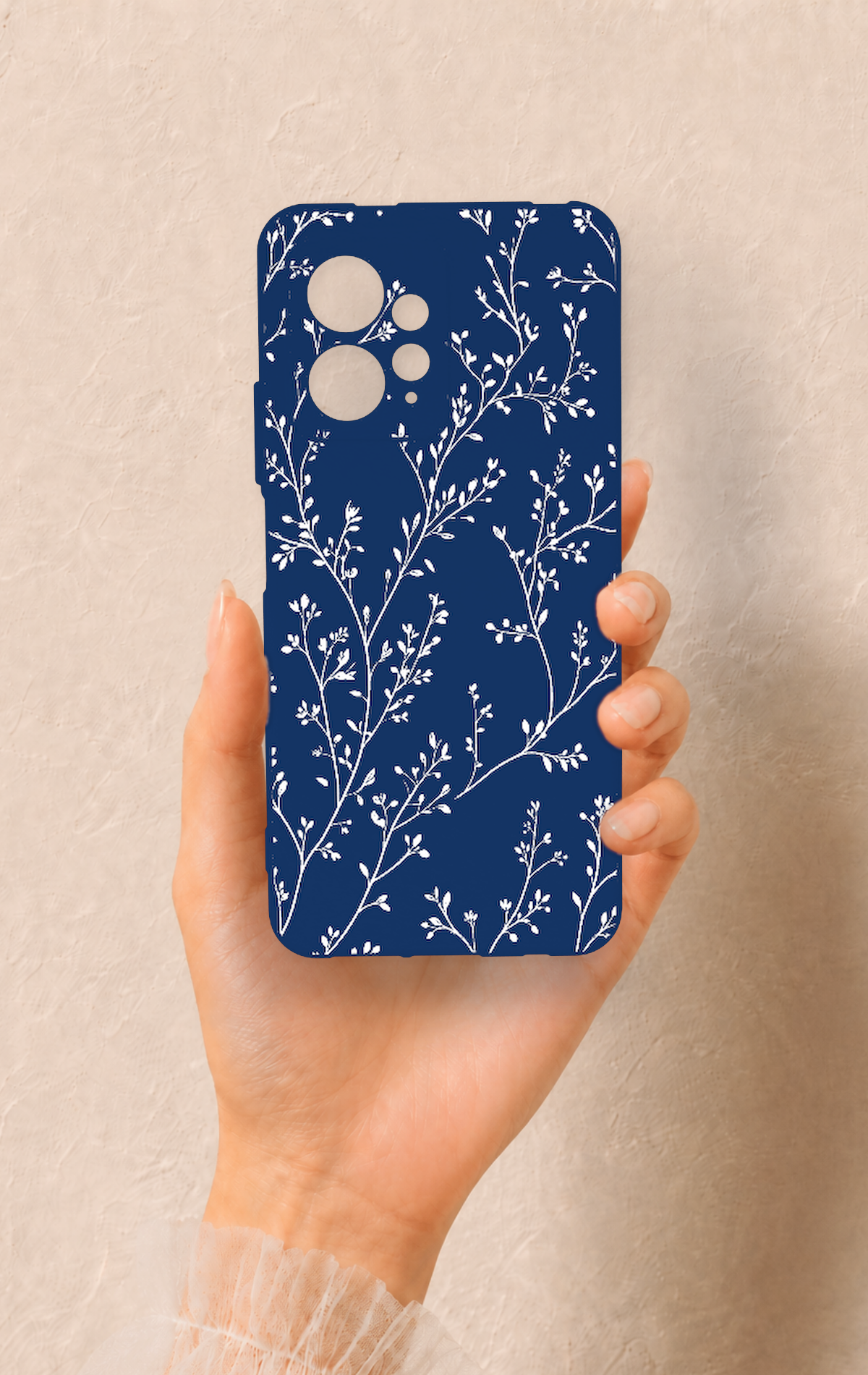 Redmi Note 12 4G Uyumlu İnce Yaprak Dalı Desenli Silikon Kılıf
