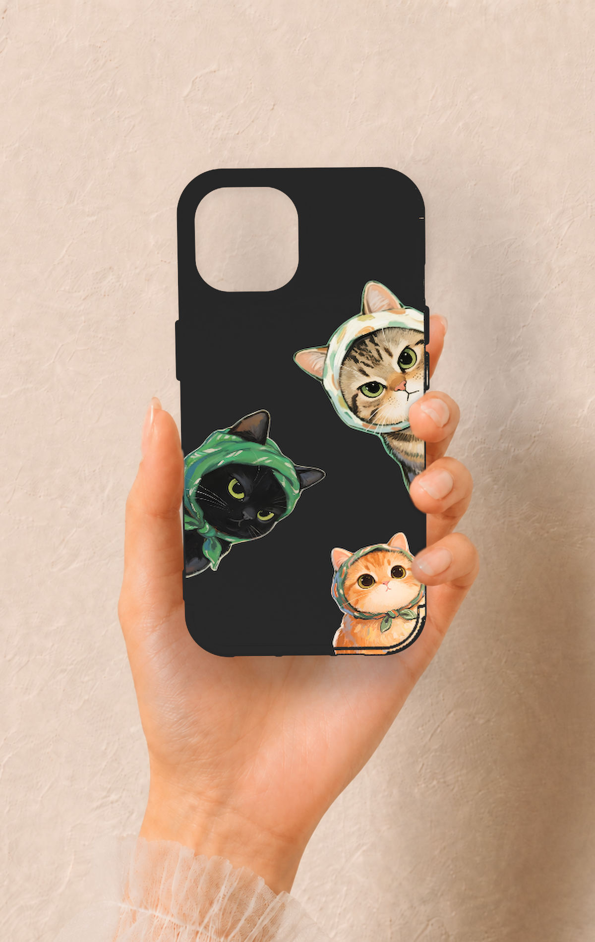 iPhone 15 Uyumlu Kedi Ekibi Desenli Silikon Kılıf