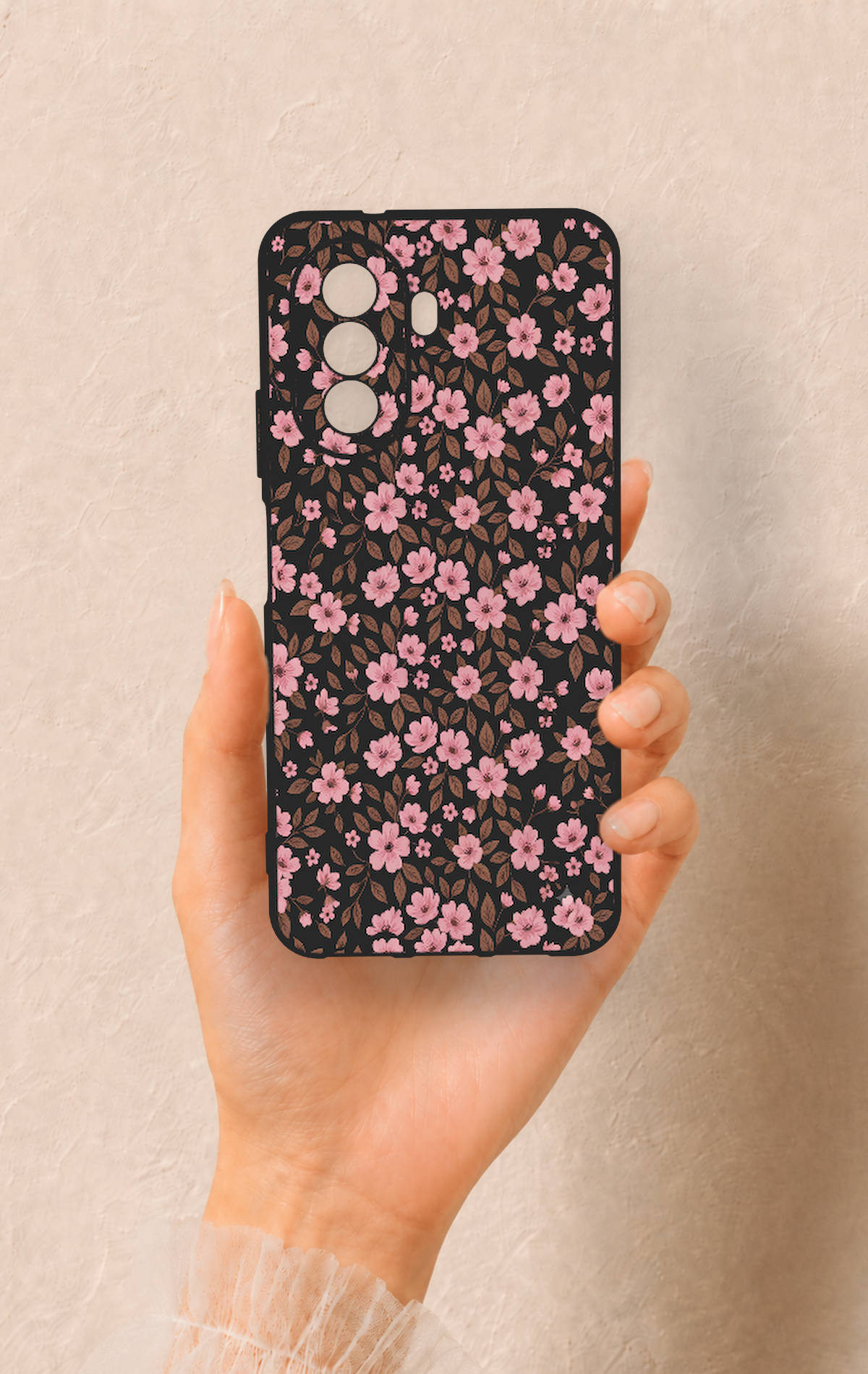 Huawei Nova Y70 Uyumlu Mini Pembe Çiçek Desenli Silikon Kılıf